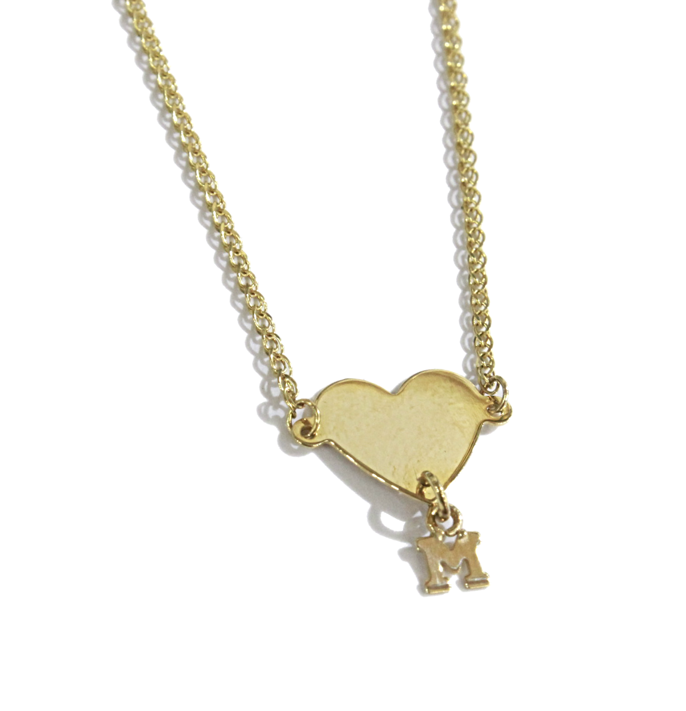 14K YELLOW GOLD LASER CUT HEART INITIAL NECKLACE