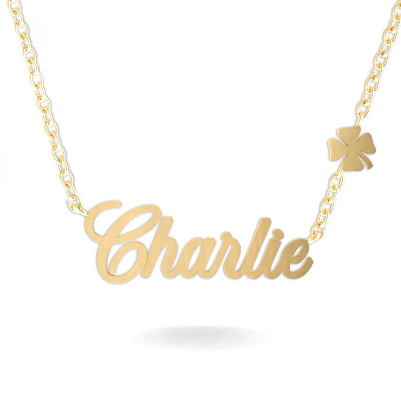 14K YELLOW GOLD LUCKY ME SCRIPT FLOATING NAME NECKLACE