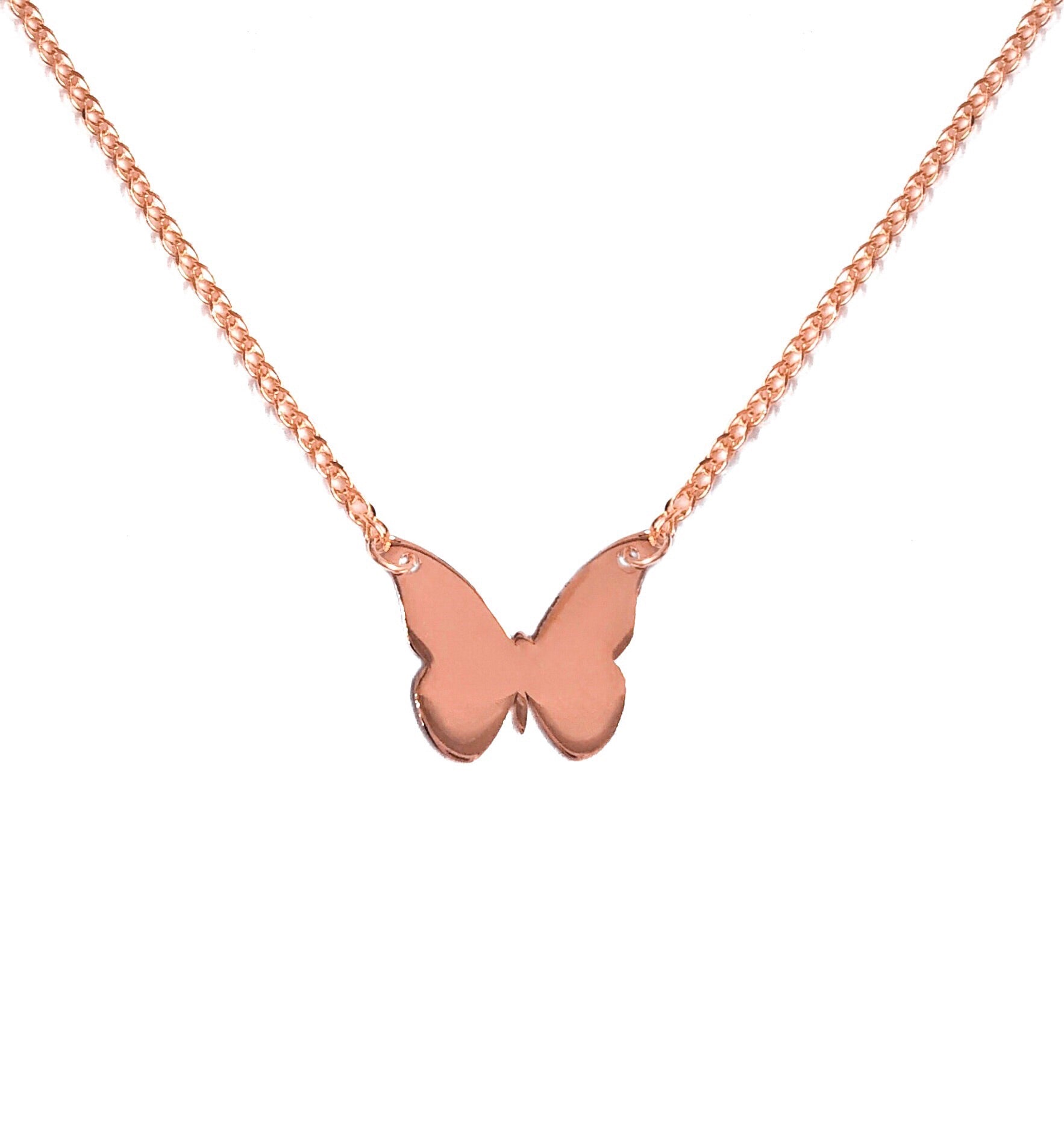 LASER-CUT BUTTERFLY NECKLACE -ROSE GOLD