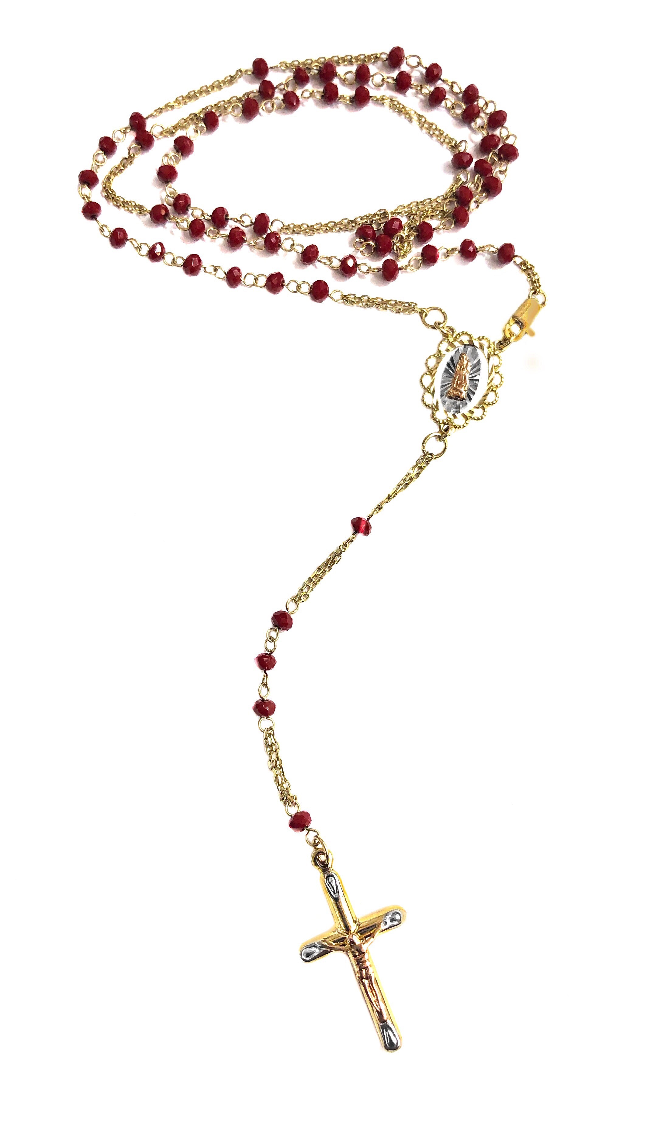 RED BEADED TRI COLOR ROSARY