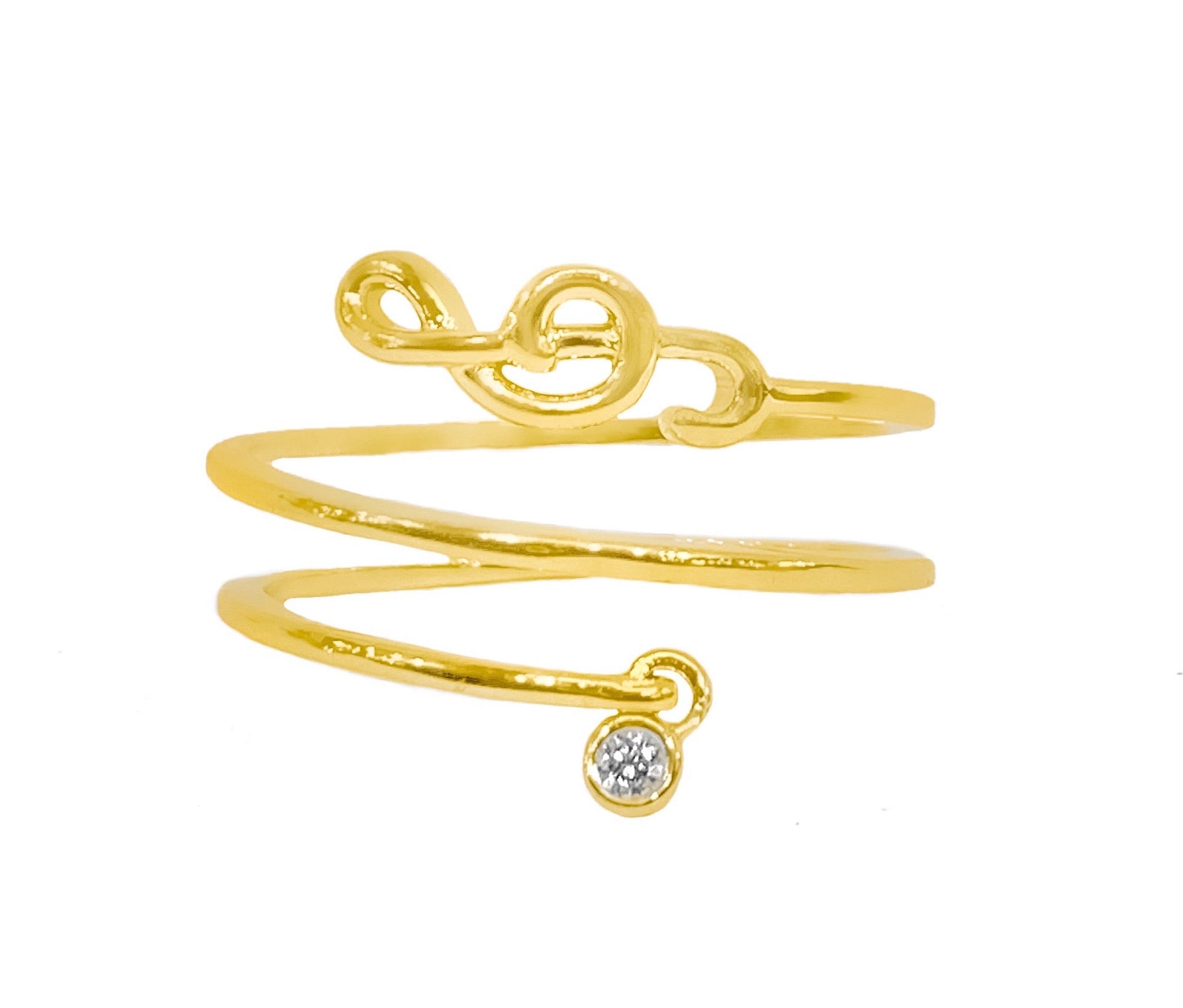 14K YELLOW GOLD CLEF WRAP RING