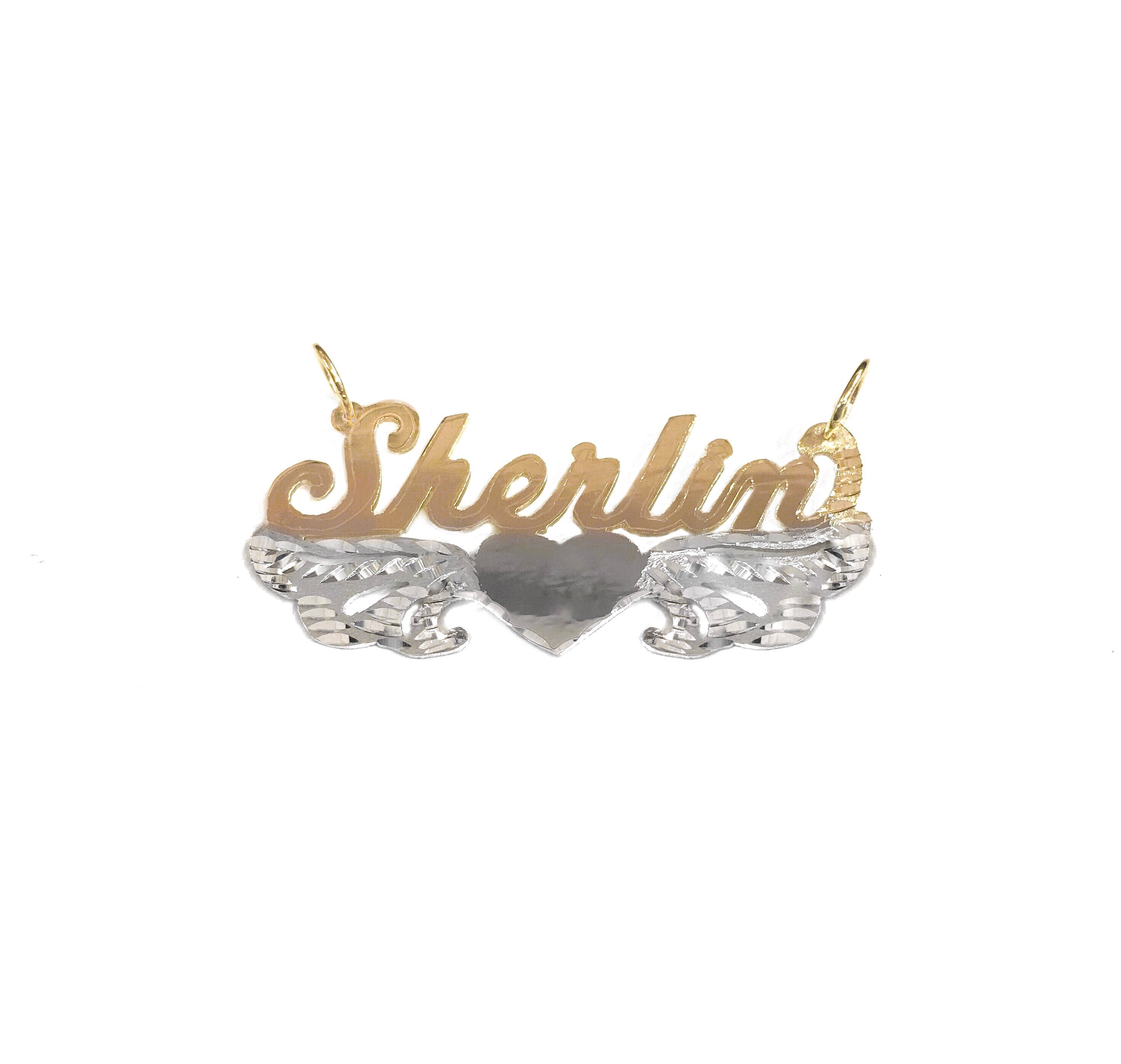 14K TWO TONED GOLD HEAVENLY NAME PLATE
