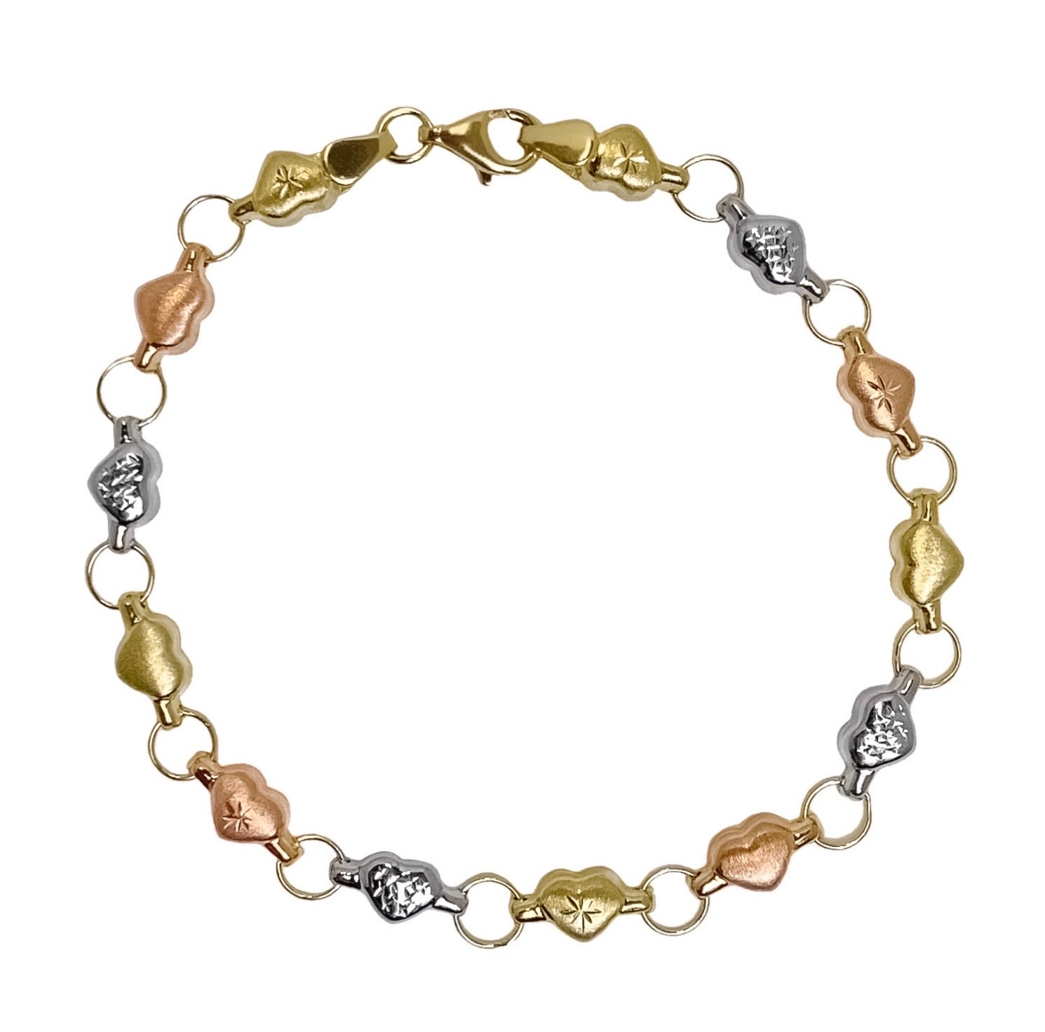 Twisted Rope Three Color Gold Rose Gold Sterling Silver Handcrafted Bracelet  | Spero London | Wolf & Badger
