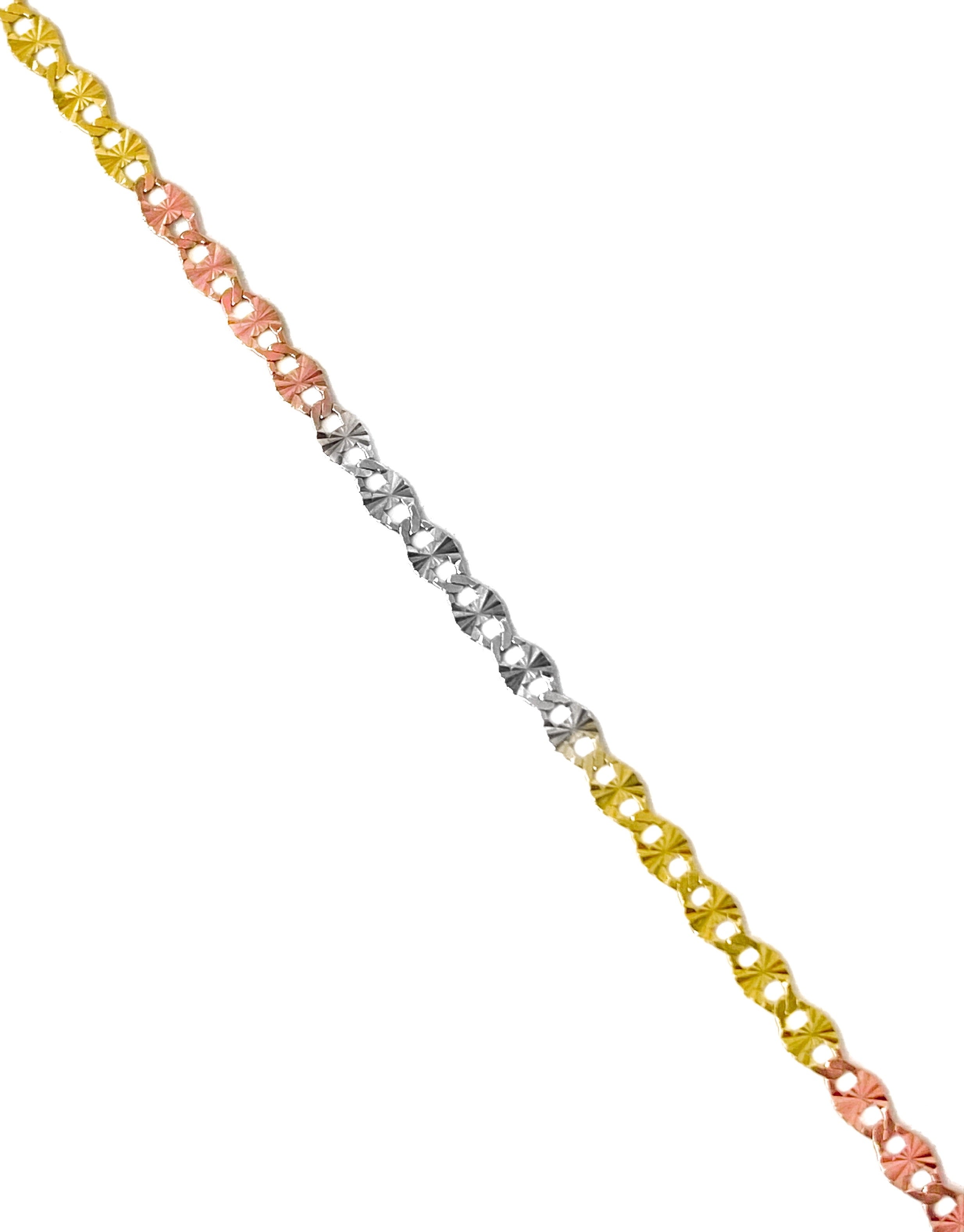 14K YELLOW GOLD FLAT MARINER CHAIN -2MM TRI COLOR