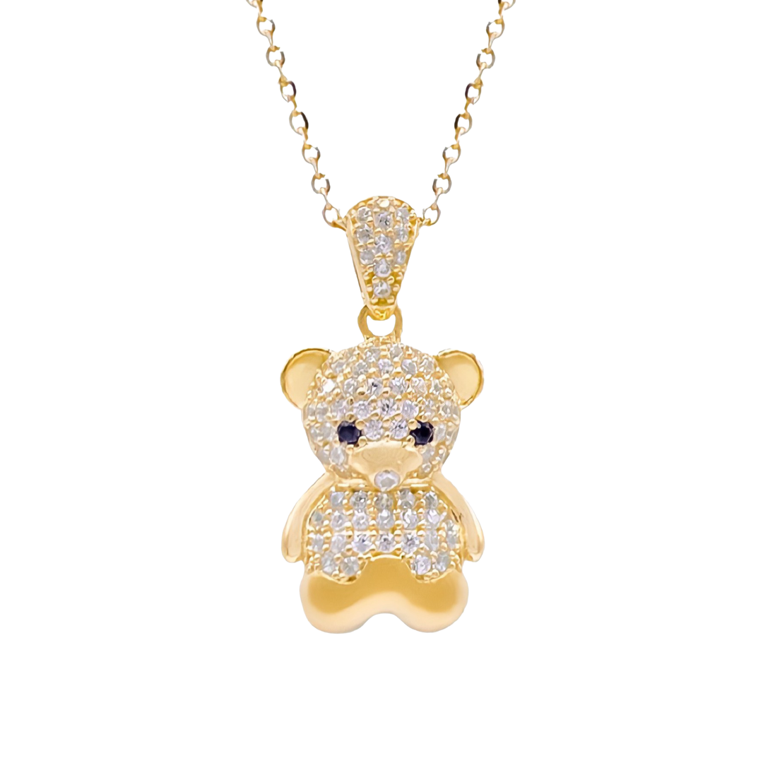 Gold Filled Teddy Bear Pendant Necklace - Ruby Lane