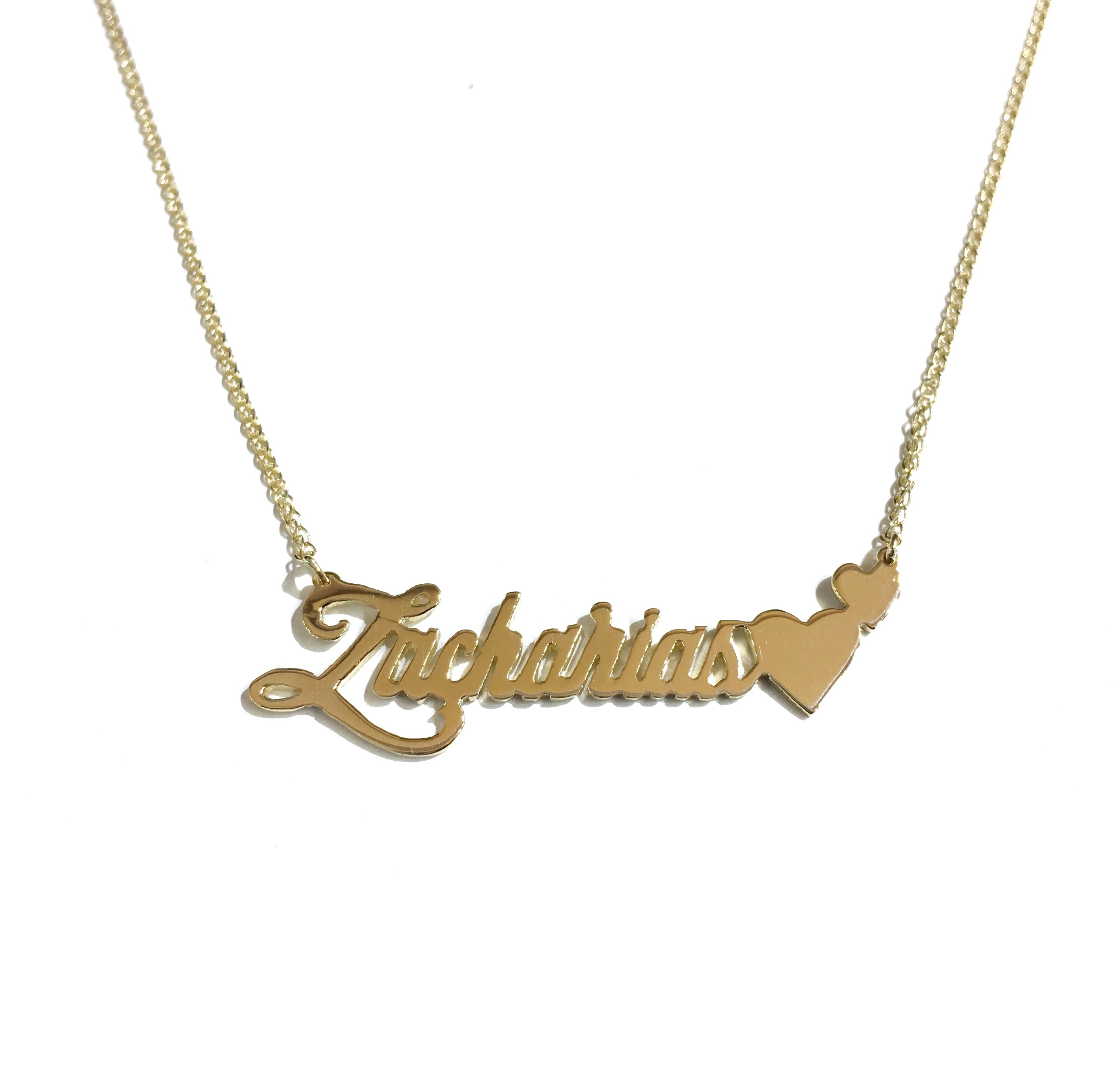 14K YELLOW  GOLD FLOATING SWEETHEART NAME NECKLACE