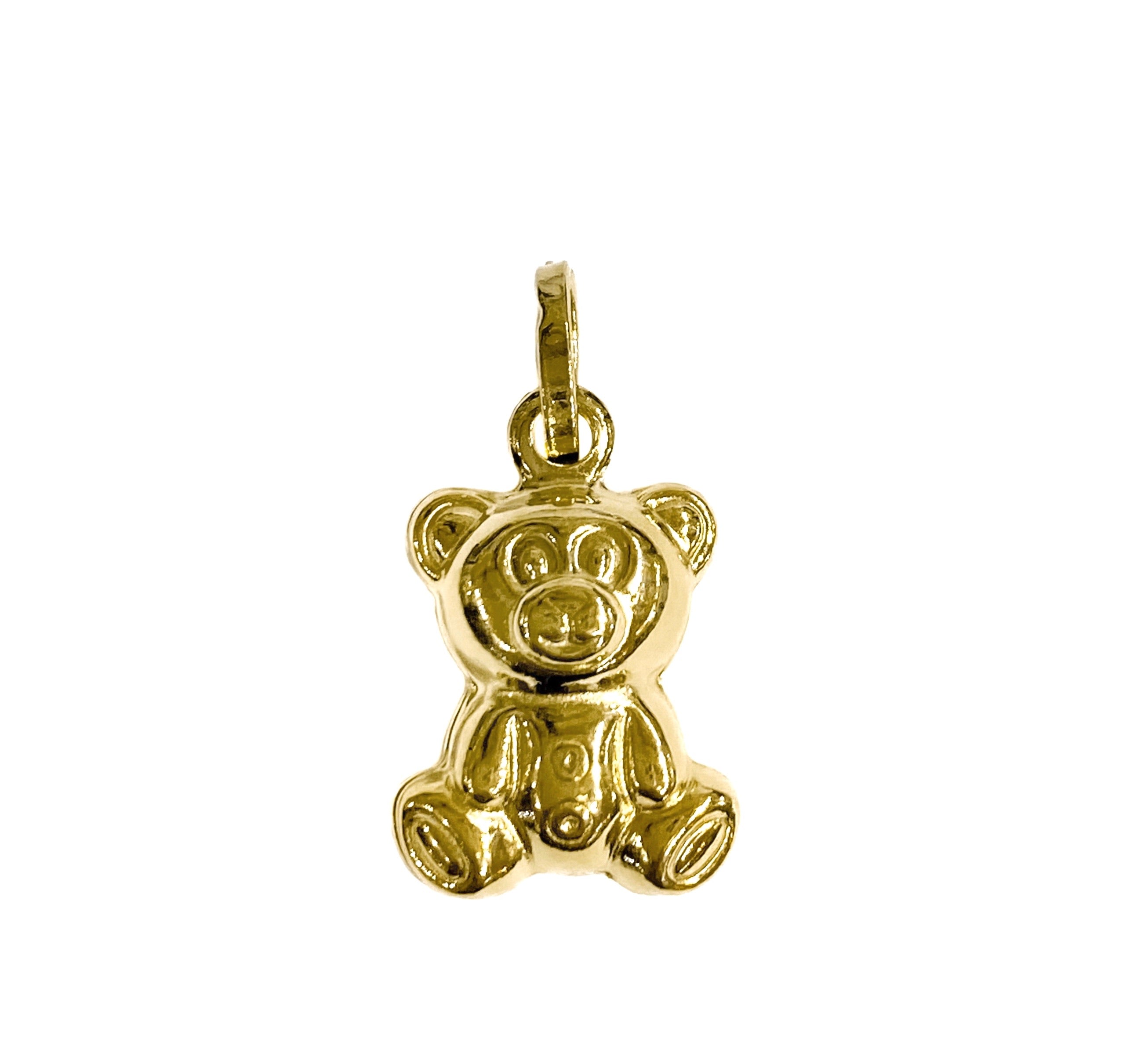 14K YELLOW GOLD 3D TEDDY BEAR II PENDANT -SMALL
