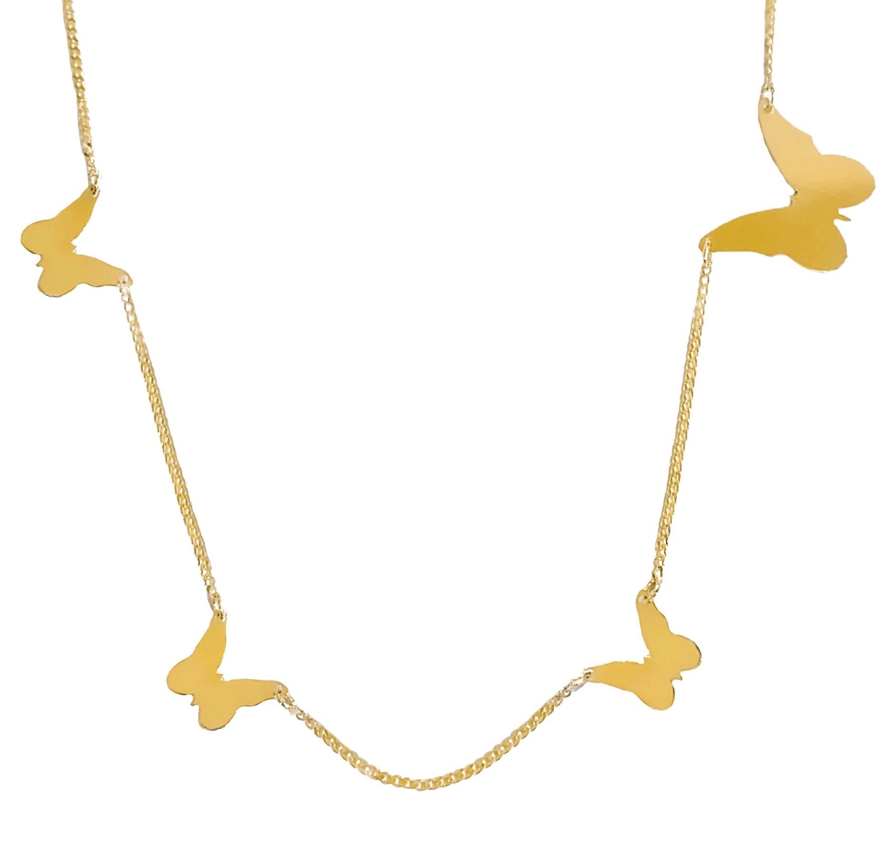 14K YELLOW GOLD BUTTERFLY GARDEN NECKLACE