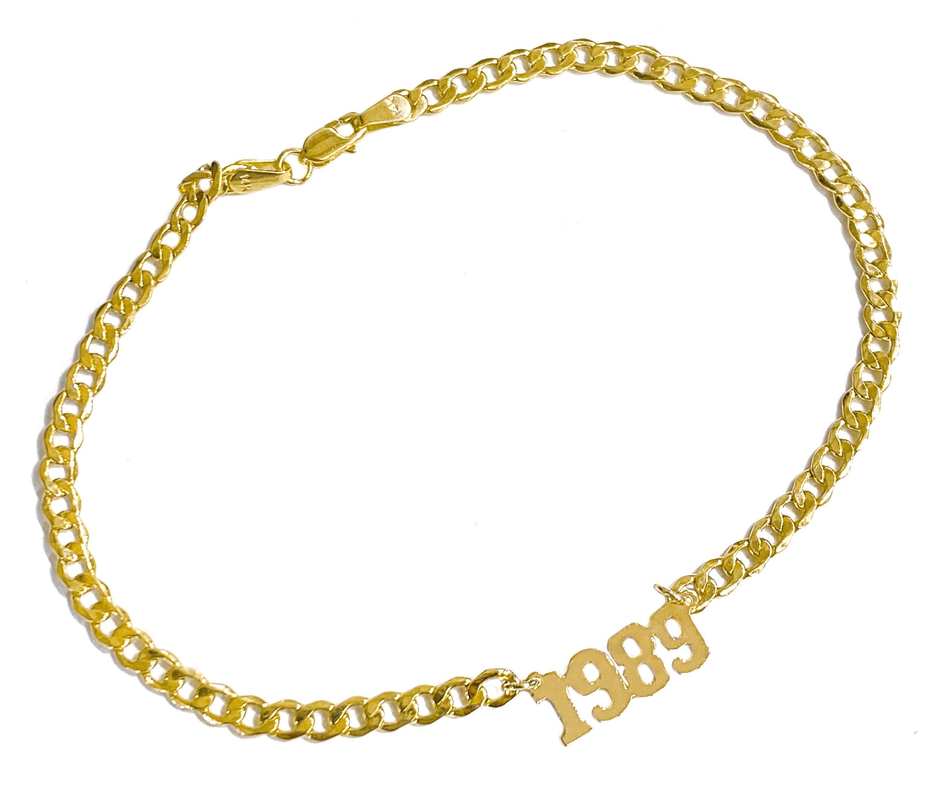 14K YELLOW GOLD CUBAN YEAR ANKLET -3MM