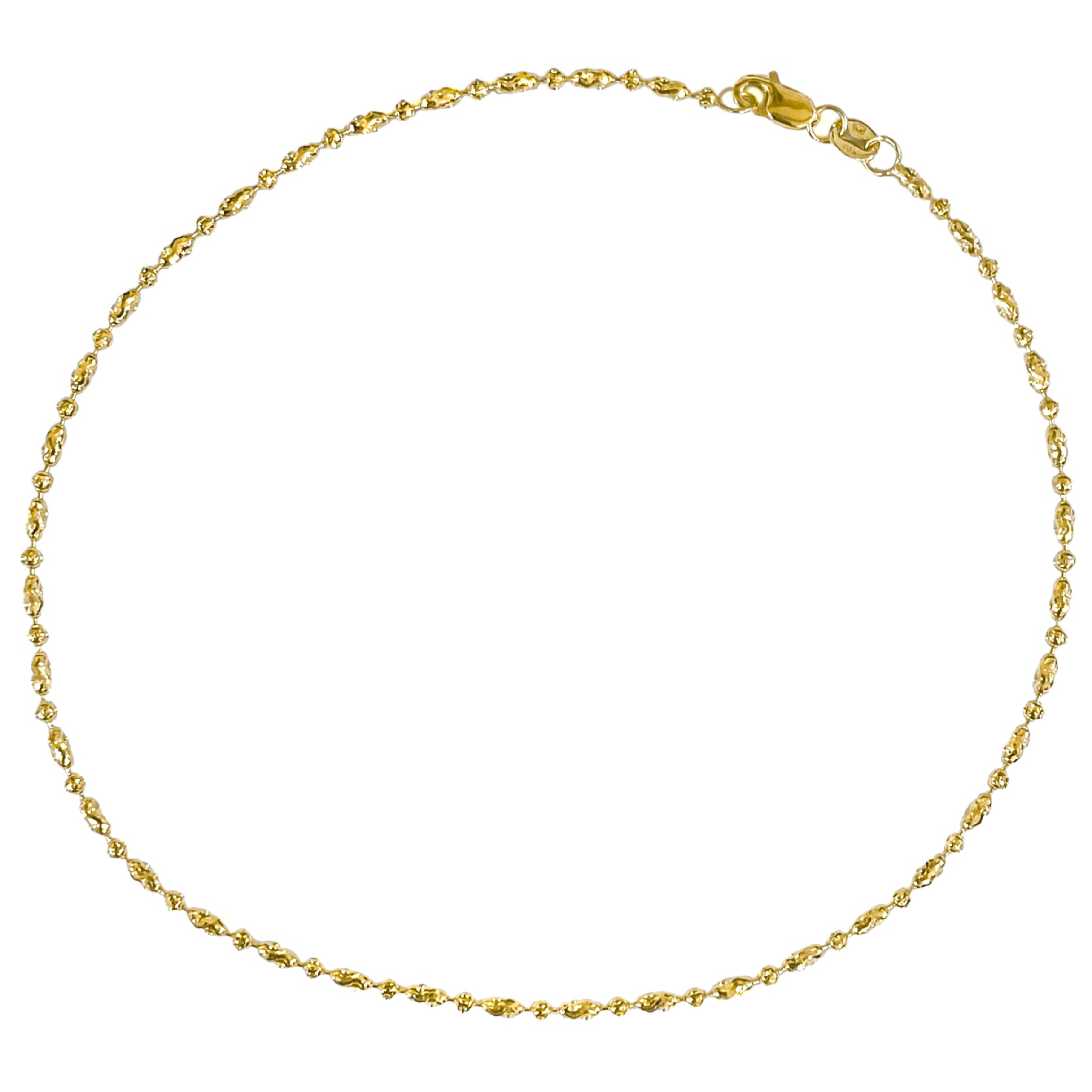 10K YELLOW GOLD MOON CUT BEADED ANKLET
