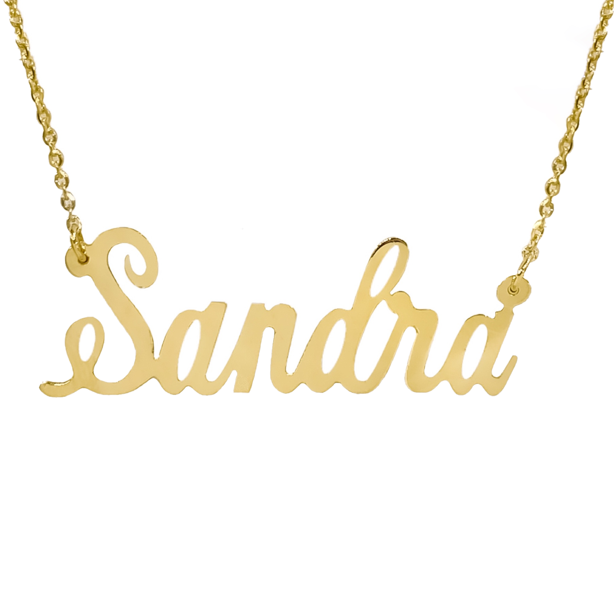 14K YELLOW GOLD CALLIGRAPHY FLOATING NAME NECKLACE