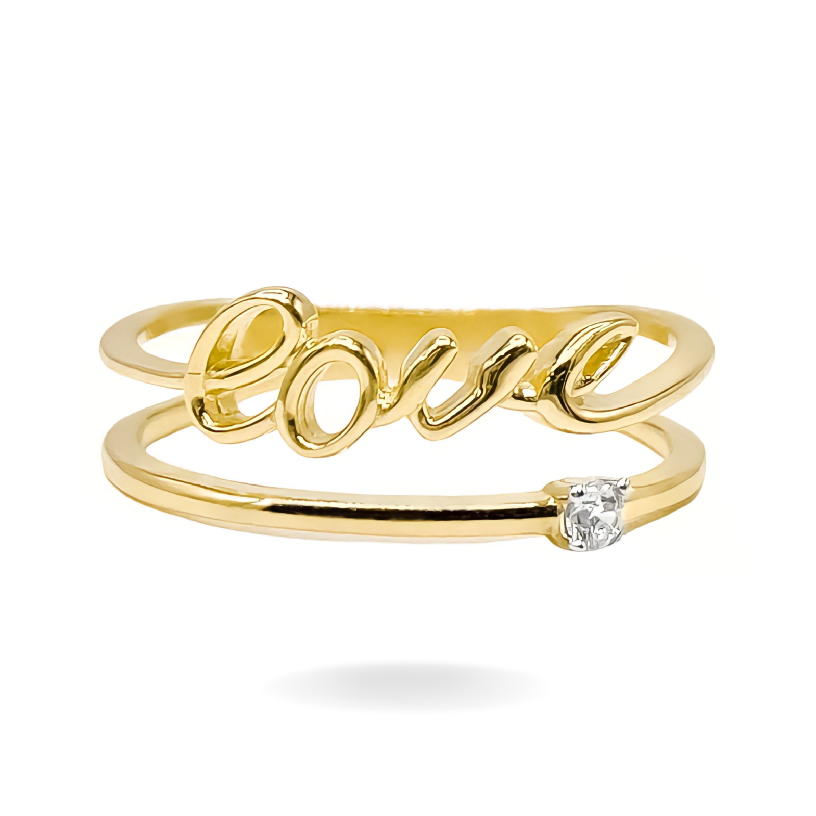 14K YELLOW GOLD WIRED LOVE DOUBLE RING