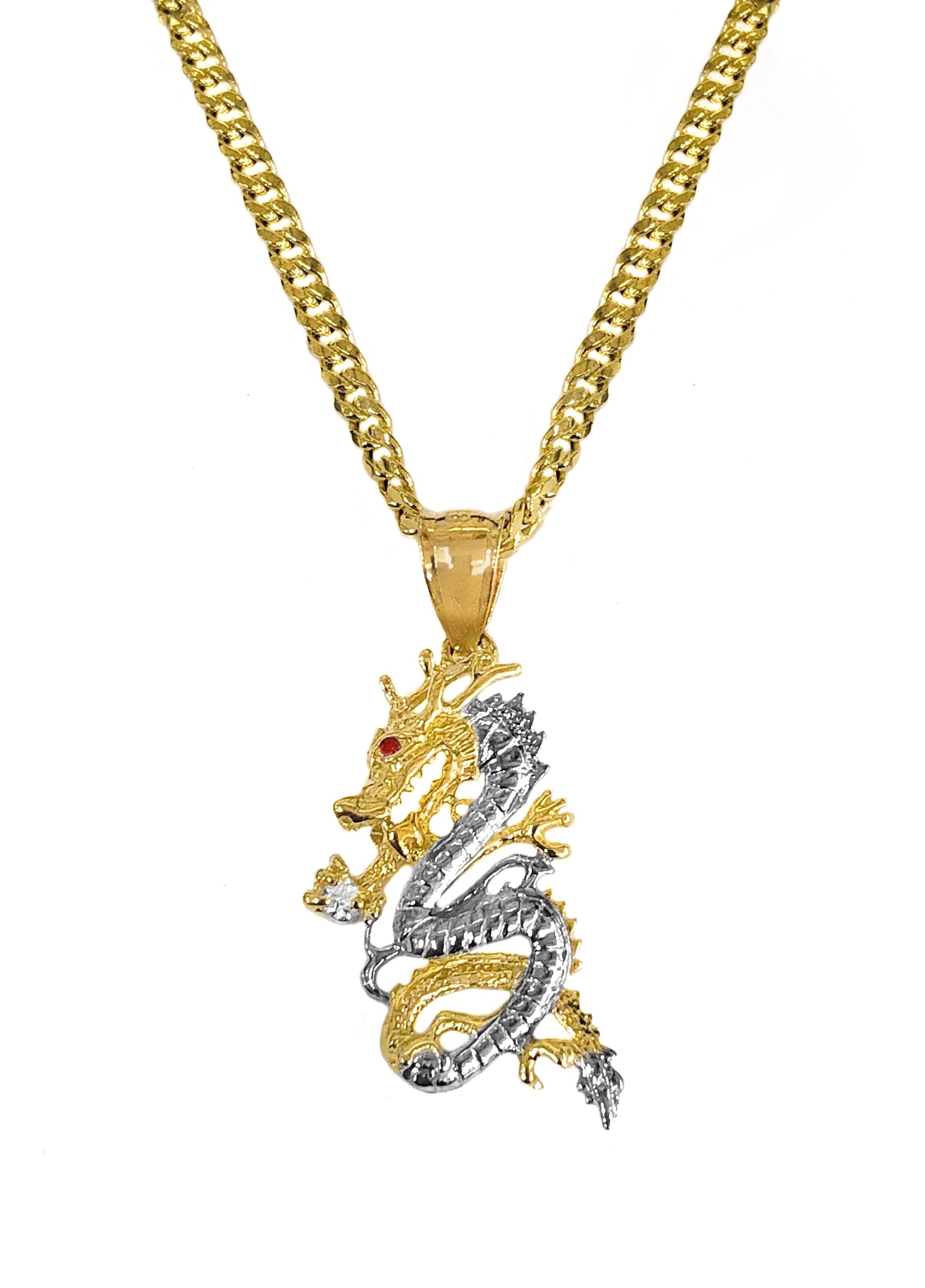 14K YELLOW GOLD DRAGON NECKLACE