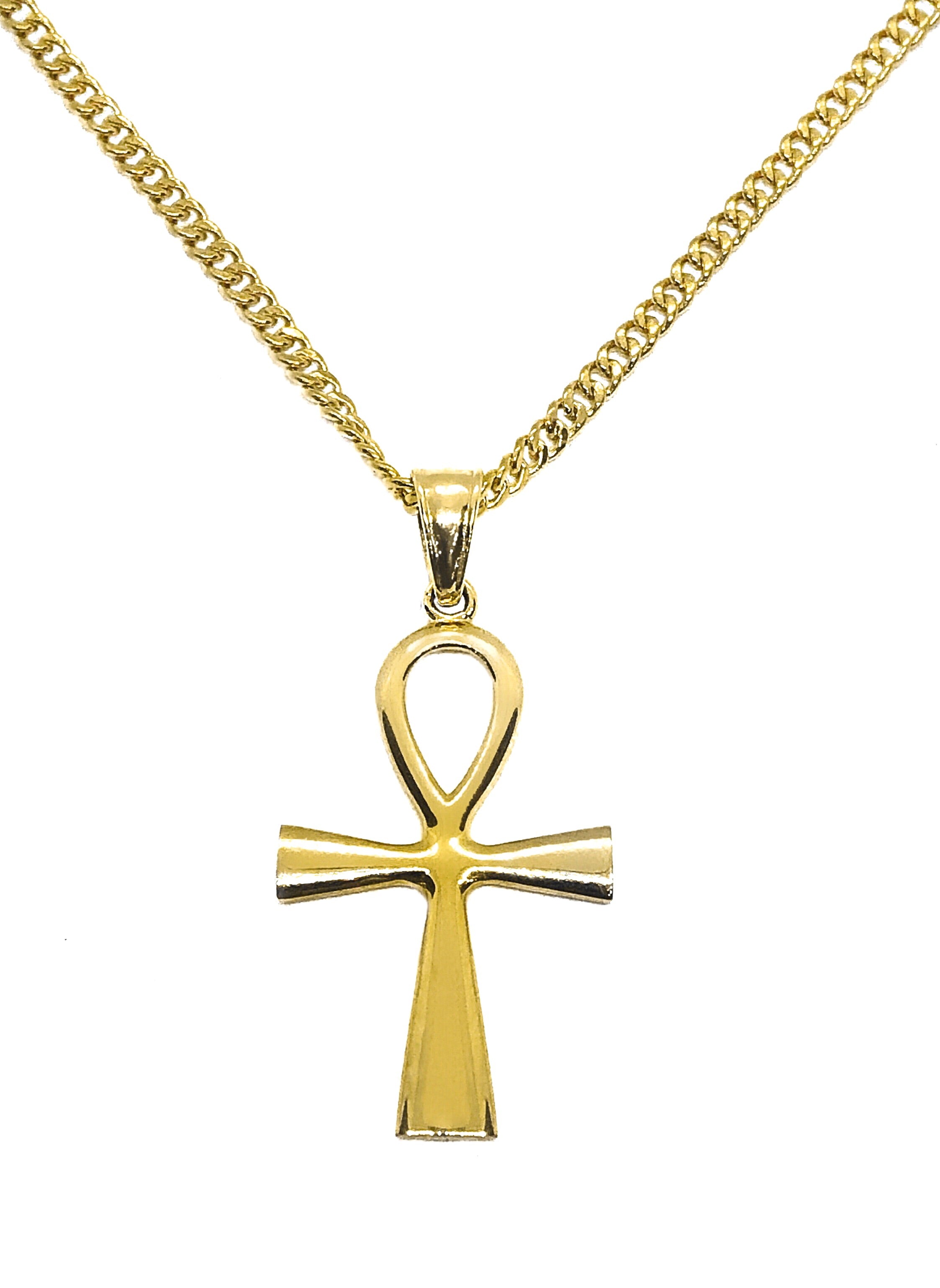 14K YELLOW GOLD ANKH NECKLACE