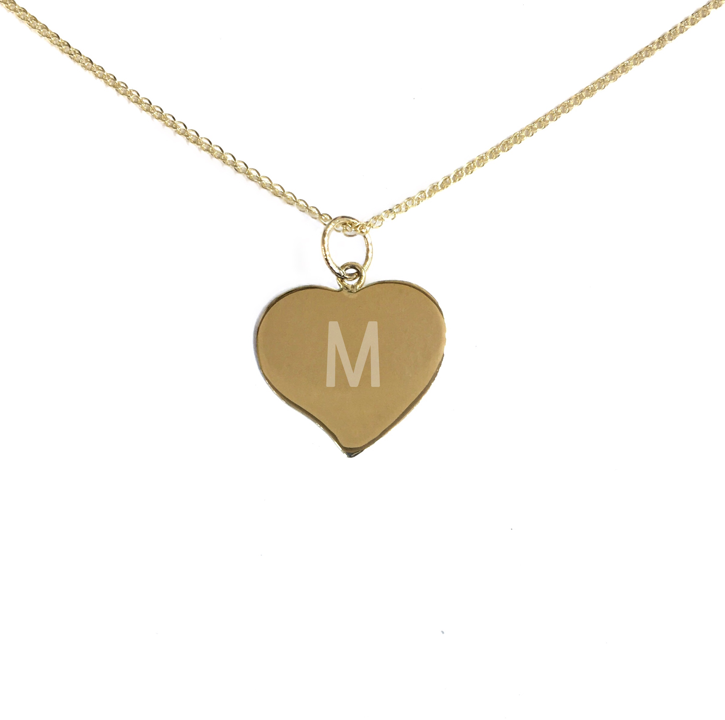 14K YELLOW GOLD POLISHED HEART NECKLACE -ENGRAVED