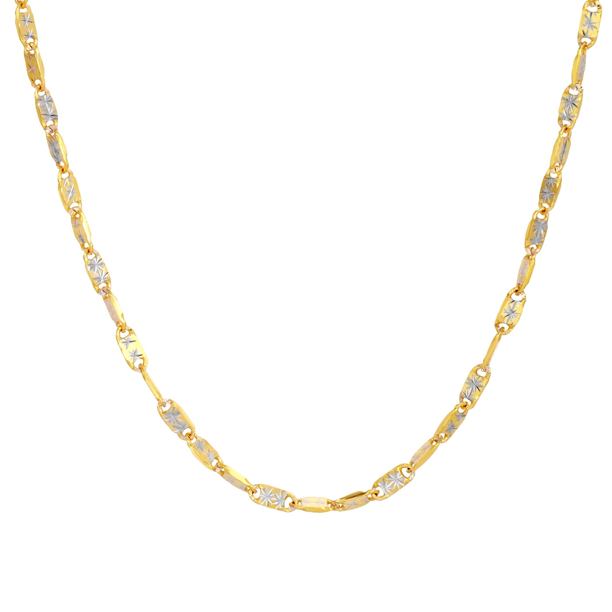 14K TWO TONED GOLD STARBURST CHAIN -1.5MM