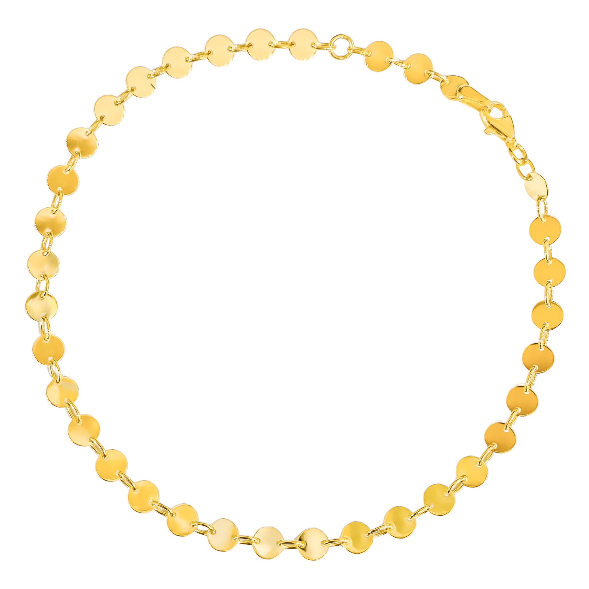 10K YELLOW GOLD DISC CHAIN ANKLET