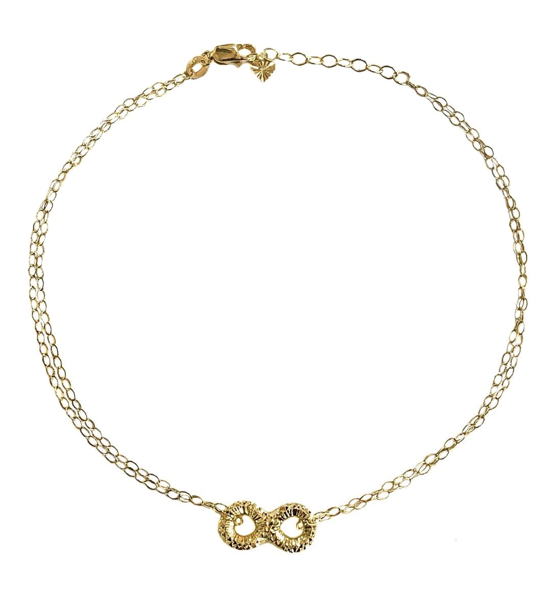 14K YELLOW GOLD INFINITY DOUBLE CHAIN ANKLET