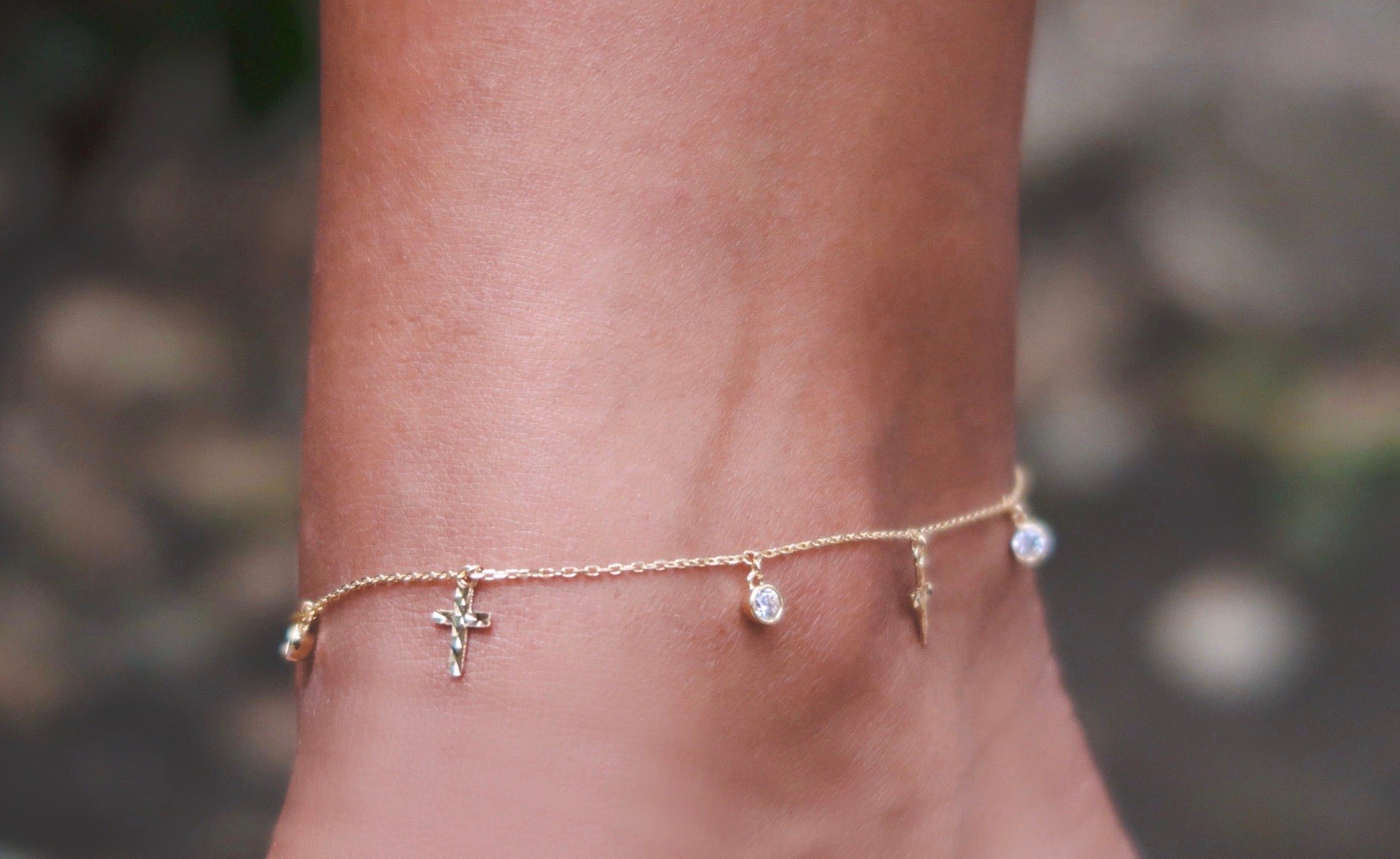 14K YELLOW GOLD WALK IN FAITH ANKLET