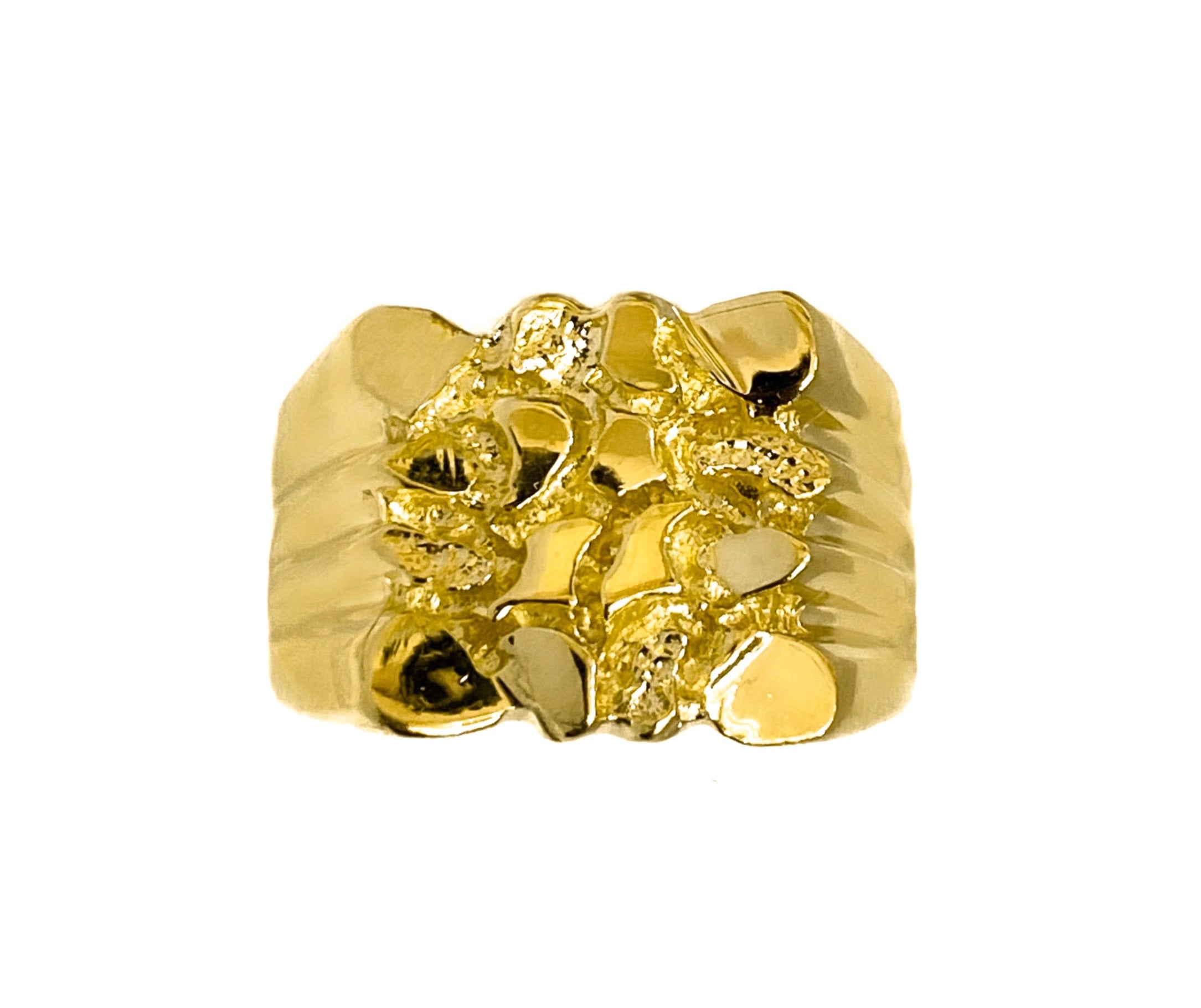 14K YELLOW GOLD NUGGET SQUARE RING