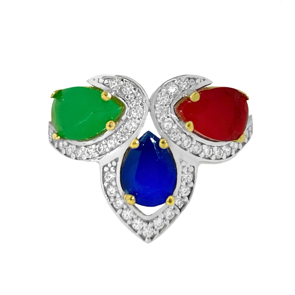 14K TWO TONED GOLD PAVE PRIMARY ORCHID RING | Patty Q's Jewelry Inc