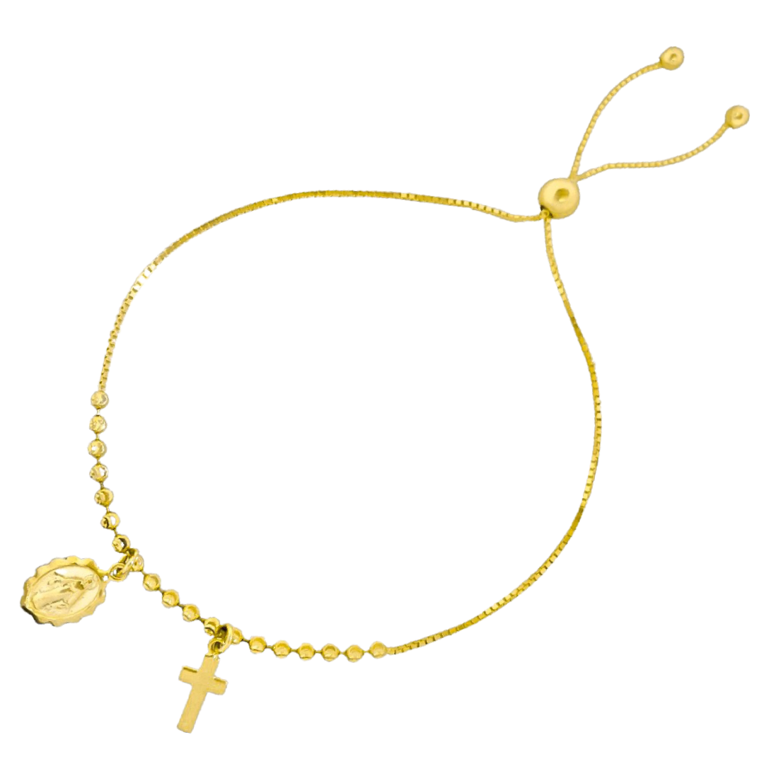 18K Japan Gold rosary bracelet, Women's Fashion, Jewelry & Organizers,  Brooches on Carousell