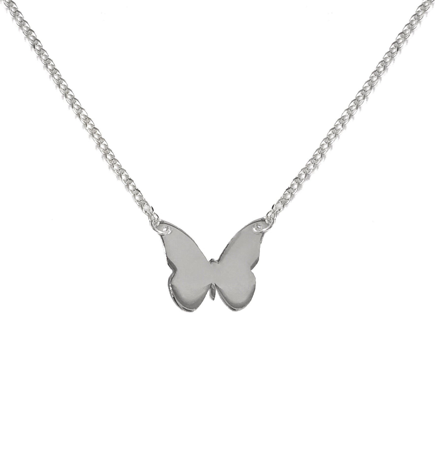 LASER-CUT BUTTERFLY NECKLACE -WHITE GOLD