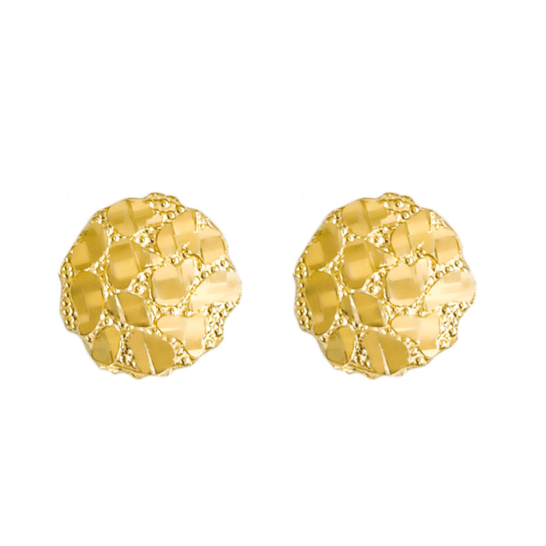 10K YELLOW GOLD NUGGET CLUSTER STUD EARRINGS