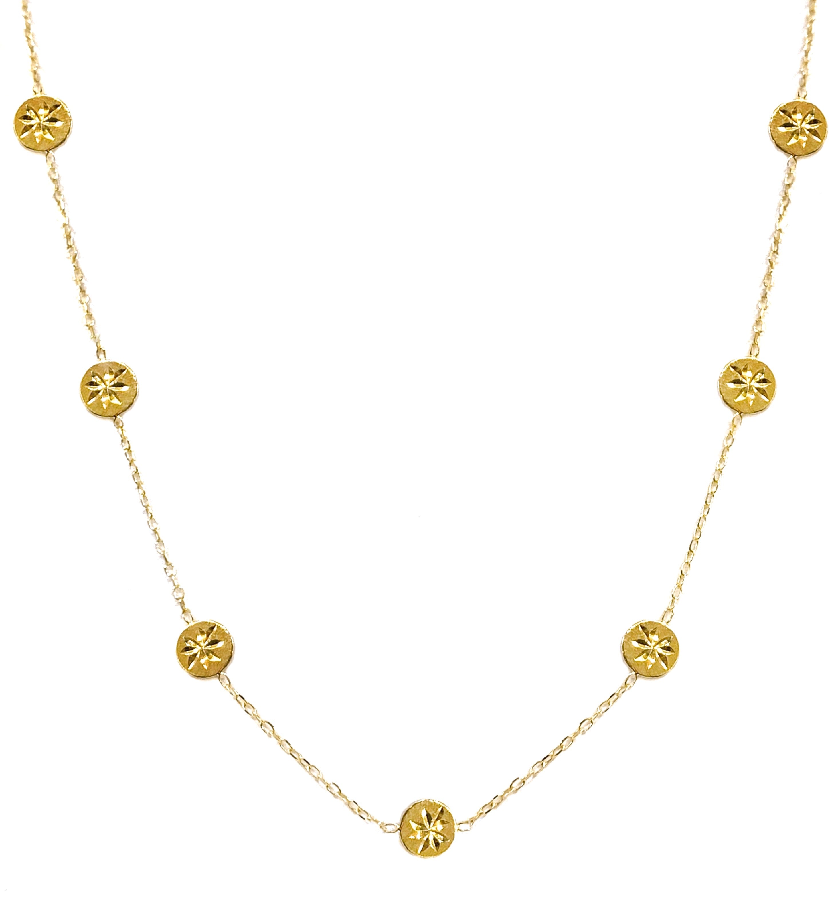14K YELLOW GOLD STARBURSTS BY THE YARD NECKLACE