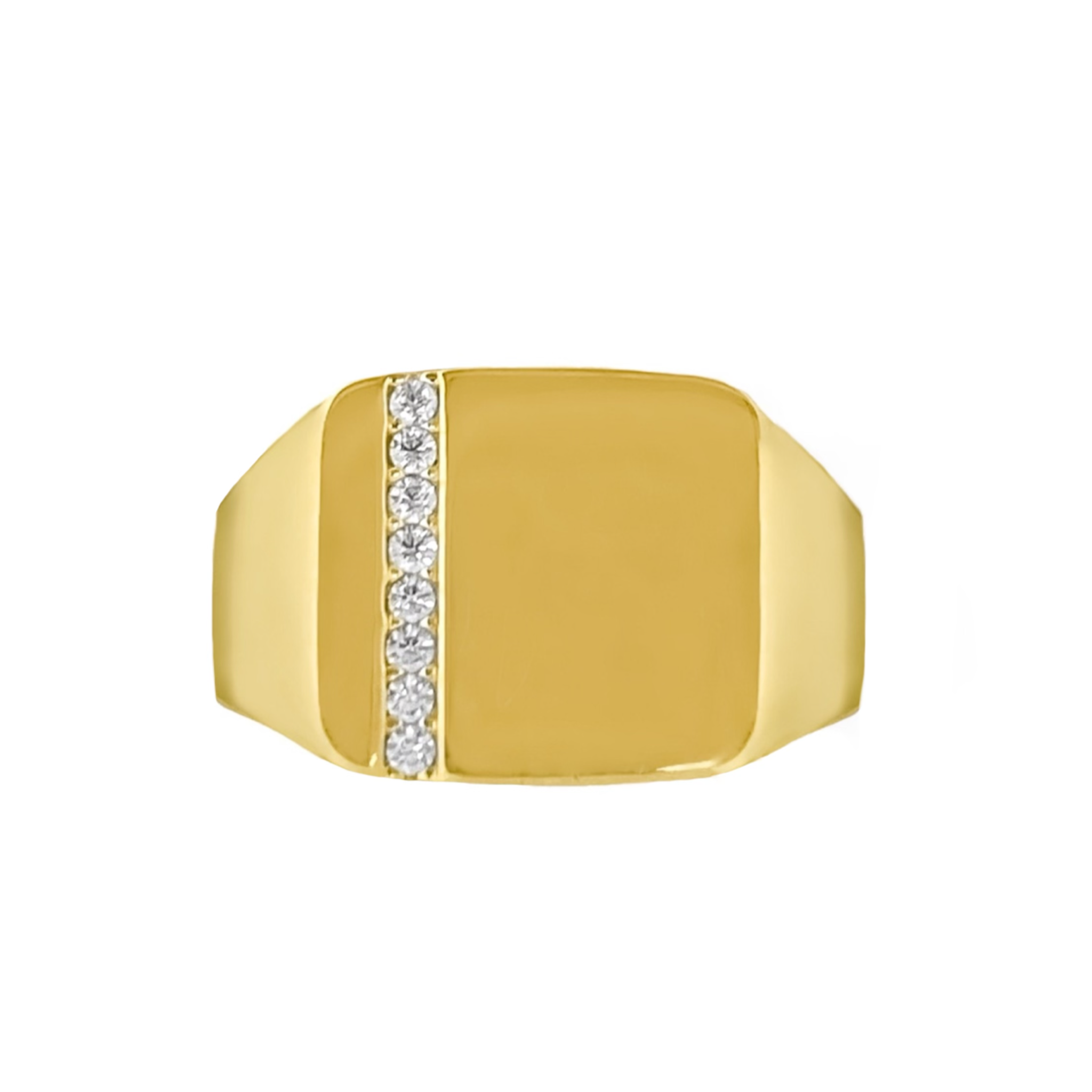 14K YELLOW GOLD PAVE ACCENT SQUARE SIGNET RING