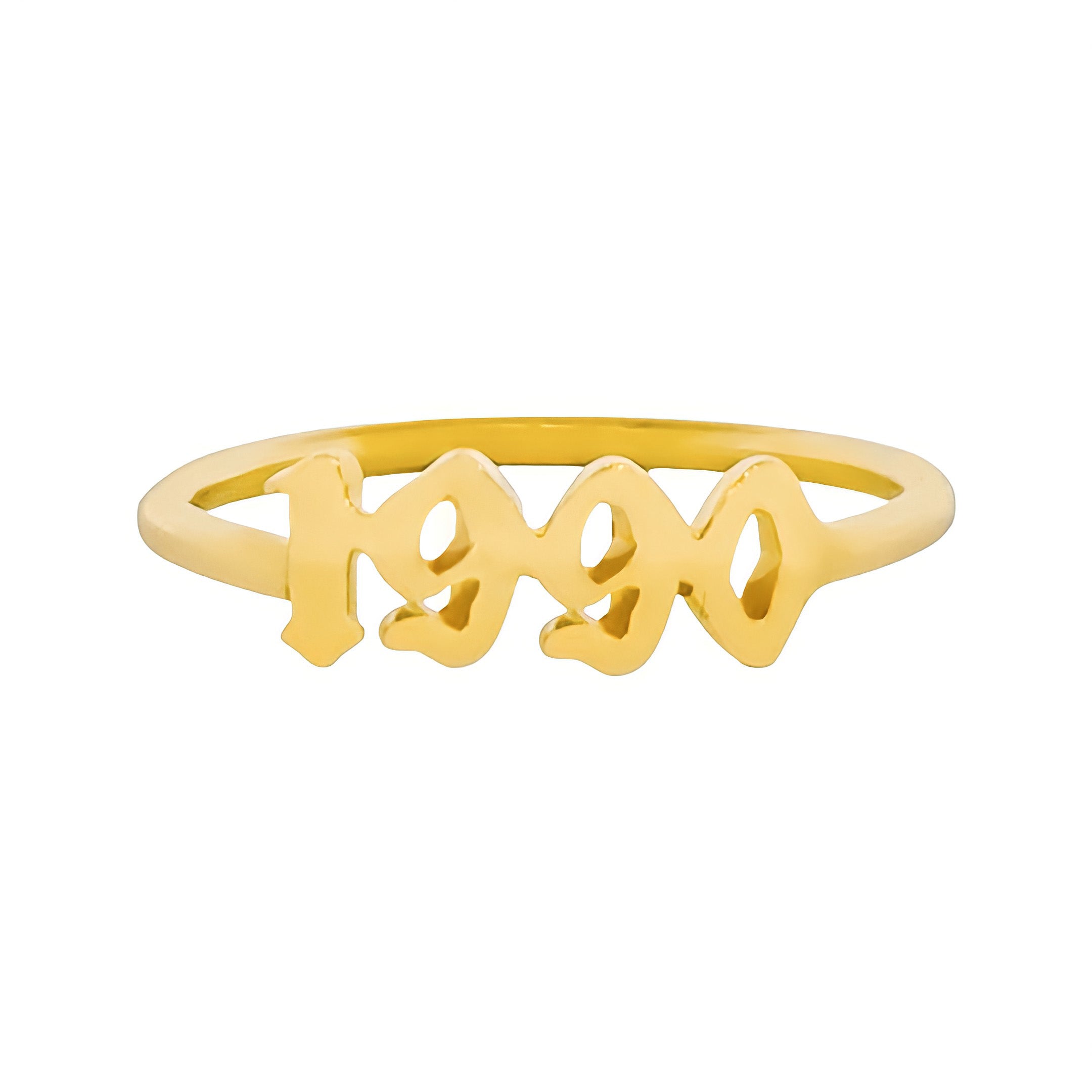 14K YELLOW GOLD OLD ENGLISH YEAR DAINTY RING