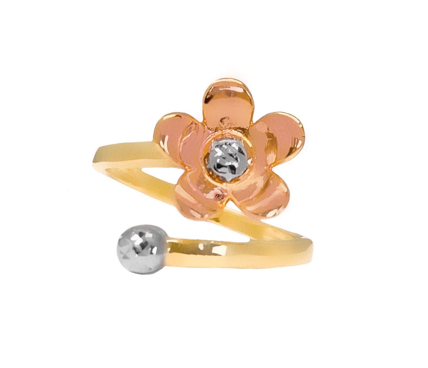 14K TRI COLOR COSMO FLOWER WRAP RING
