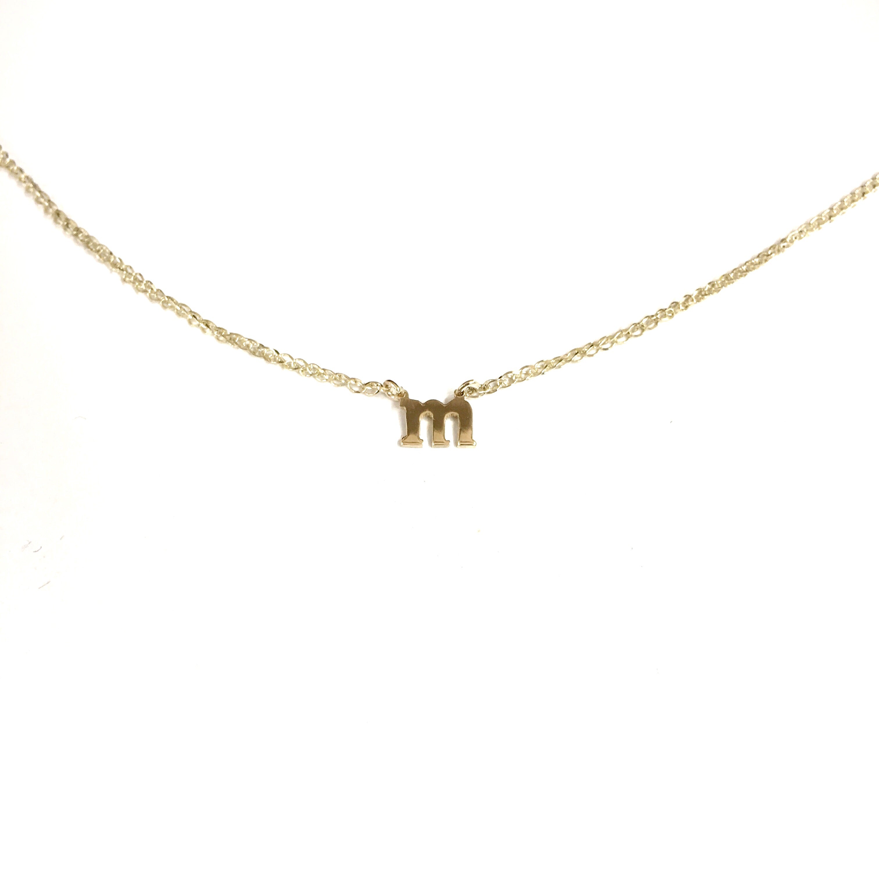 14K YELLOW  GOLD MINI FLOATING BLOCK INITIAL NECKLACE