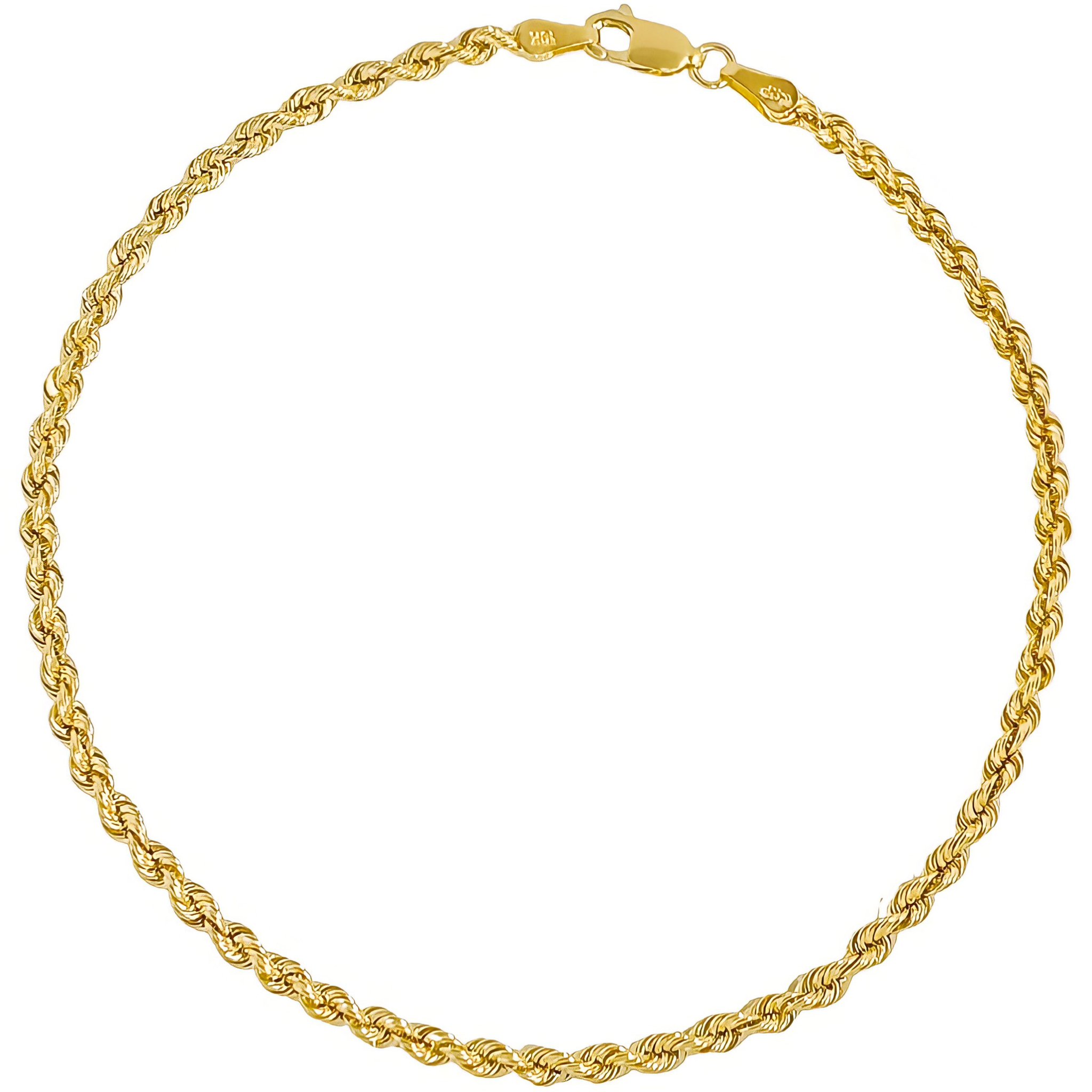 10K YELLOW GOLD ROPE ANKLET -3.5MM