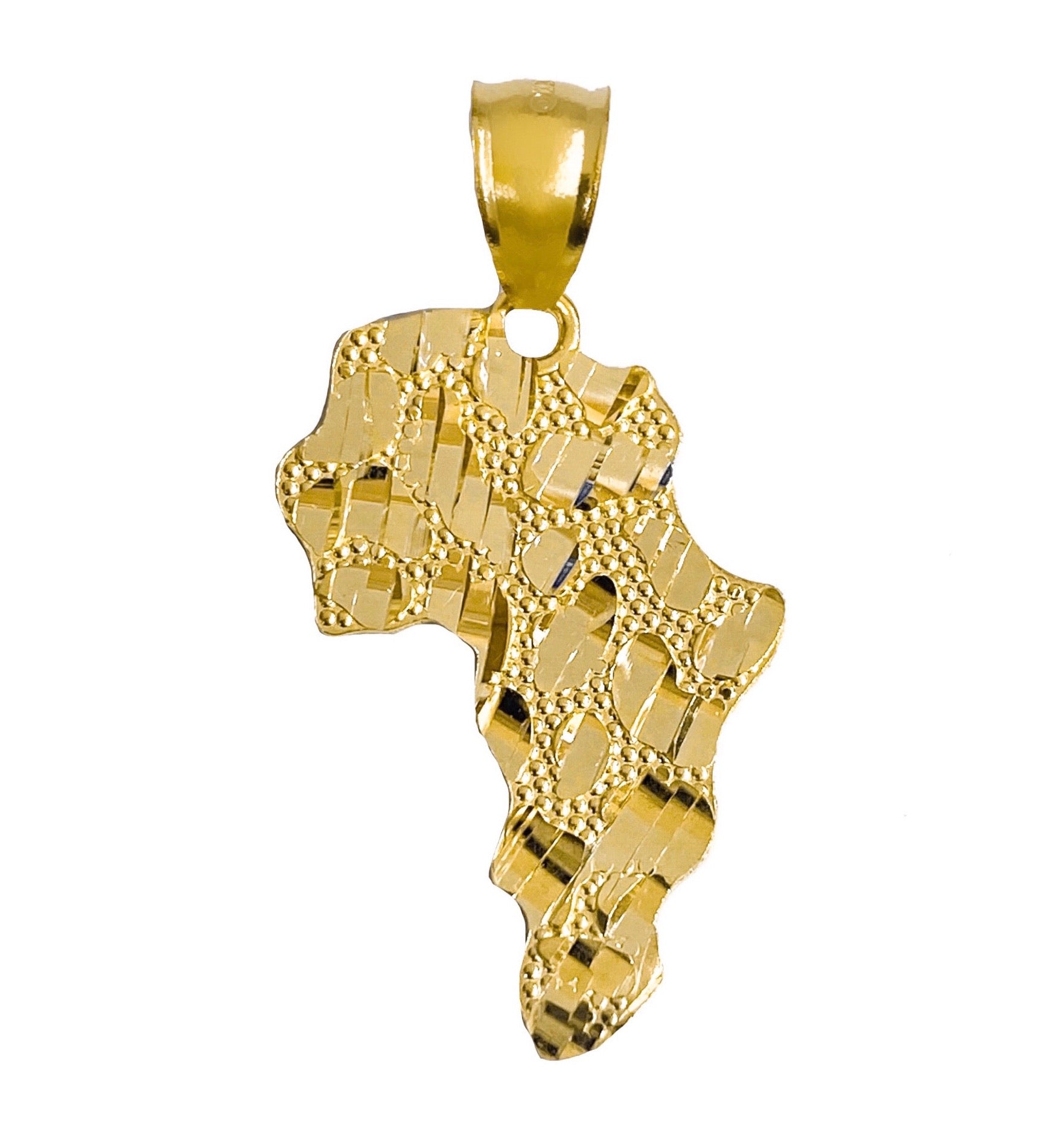 10K YELLOW GOLD NUGGET AFRICA PENDANT