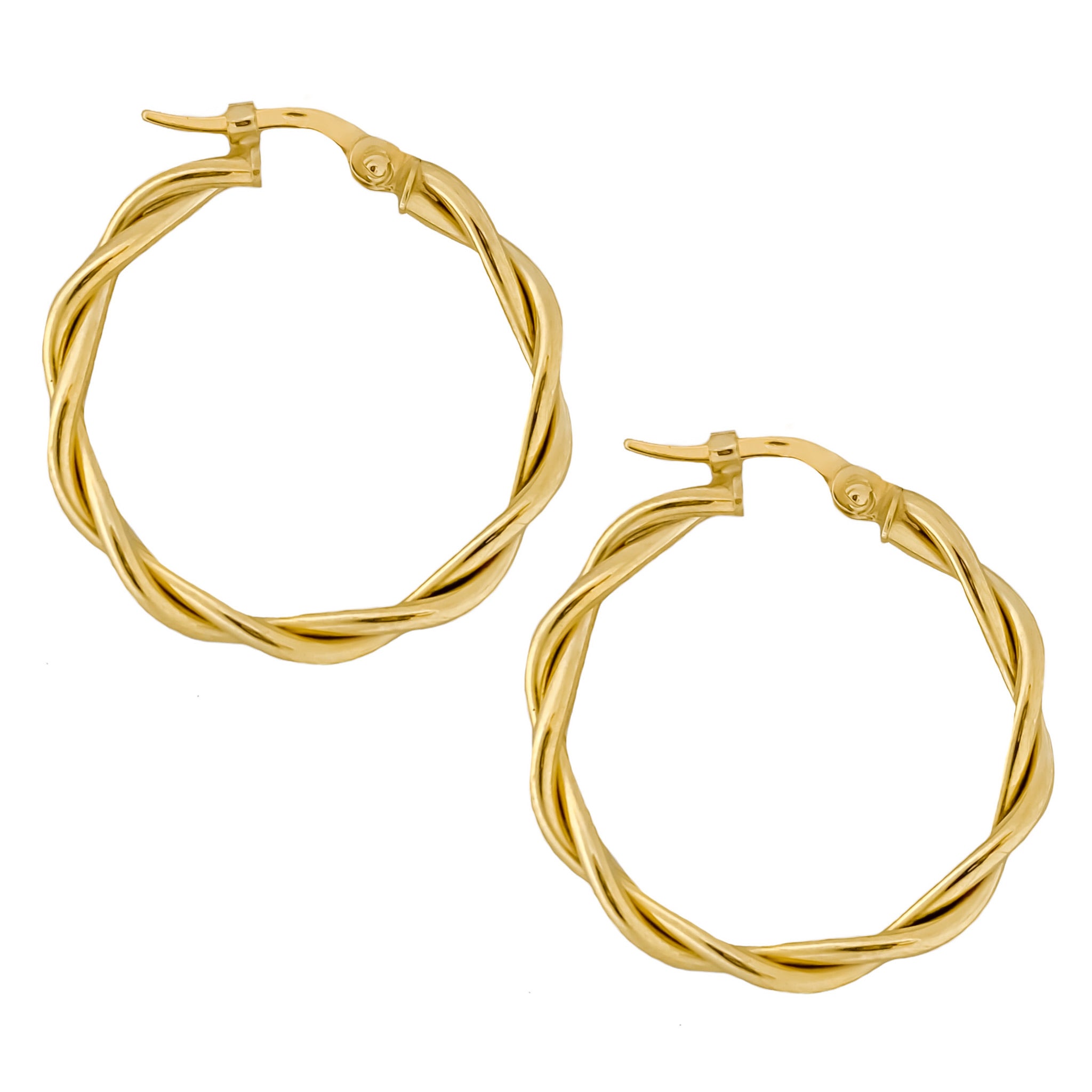 14K YELLOW GOLD BRAIDED HOOPS