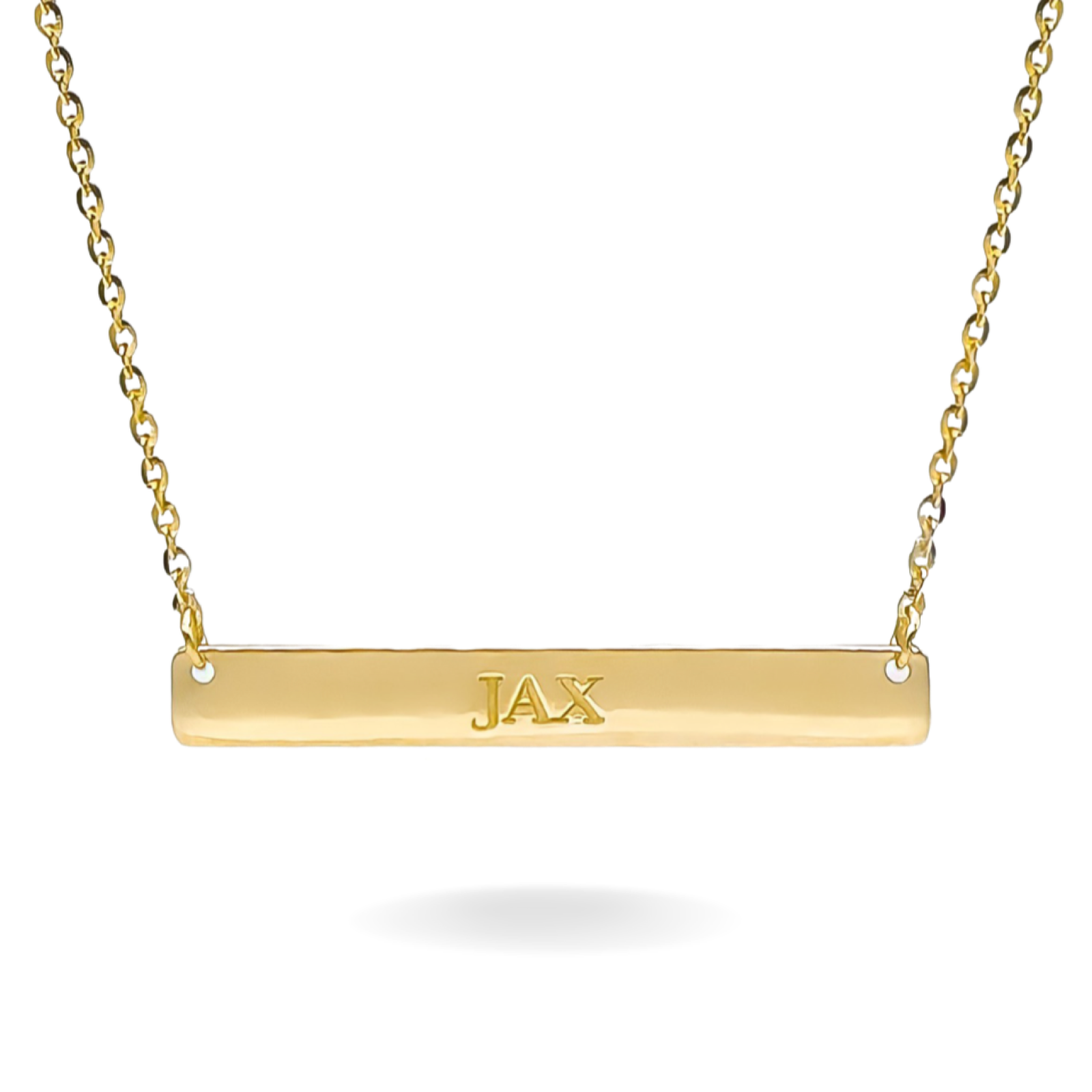 14K YELLOW GOLD FLOATING BAR NAME NECKLACE