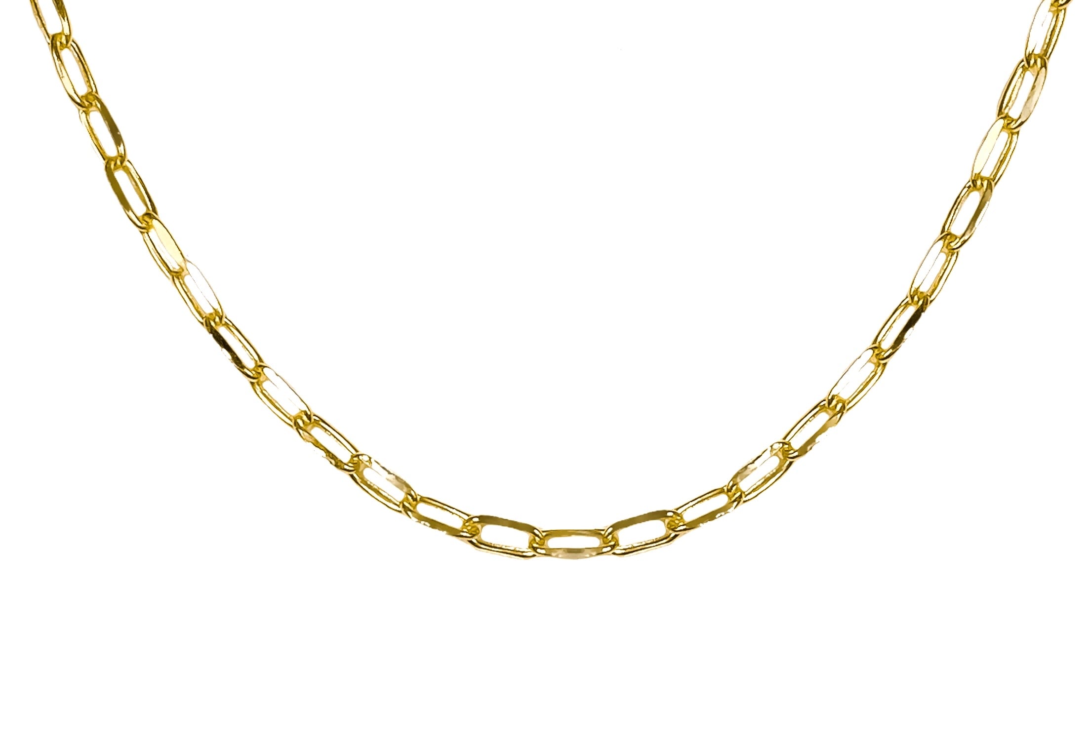 14K YELLOW GOLD FLAT PAPERCLIP CHAIN -2MM