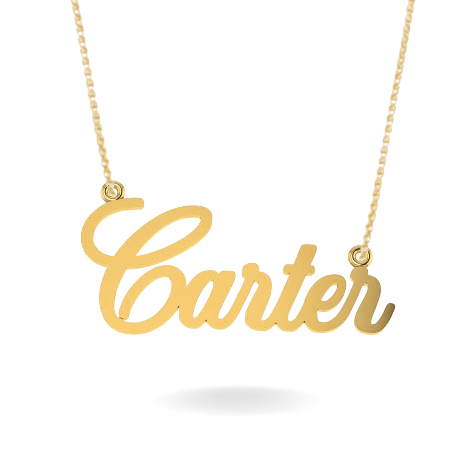 14K YELLOW GOLD ORIGINAL SCRIPT FLOATING NAME NECKLACE