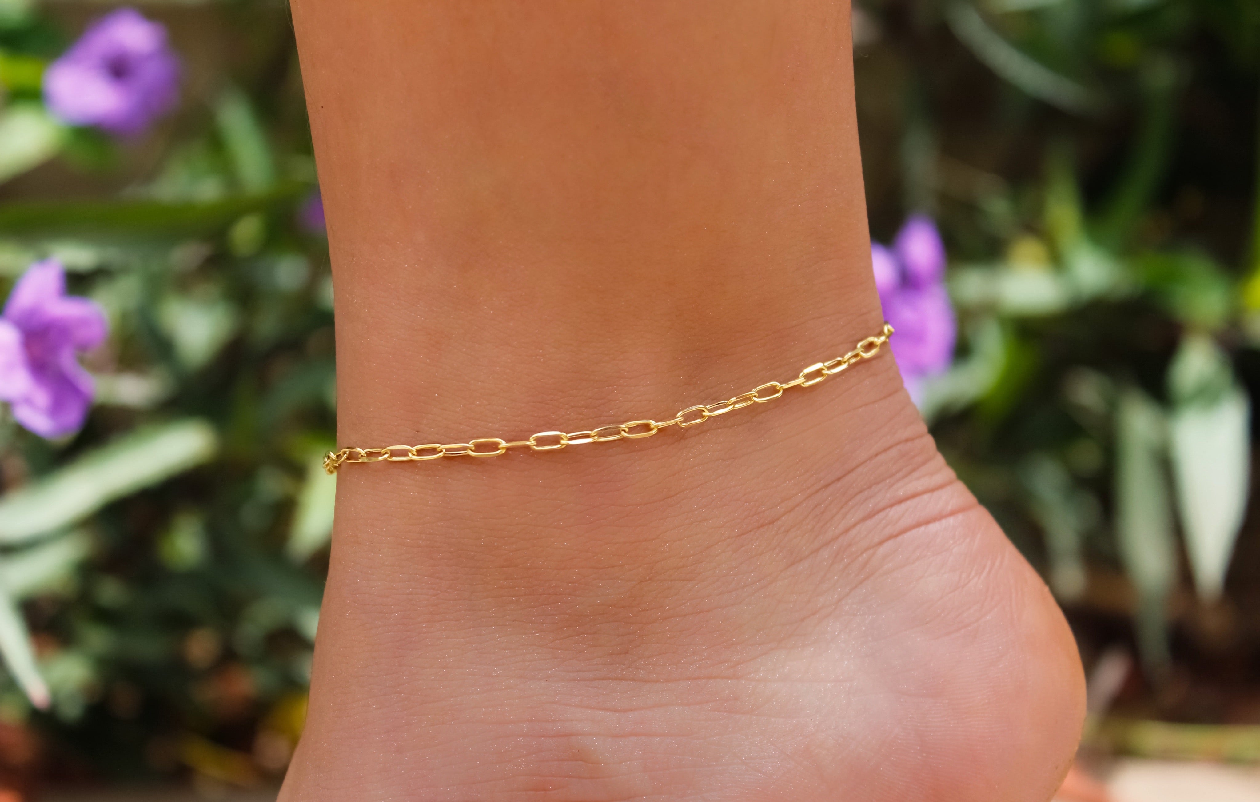 14K YELLOW GOLD PAPERCLIP ANKLET -2MM