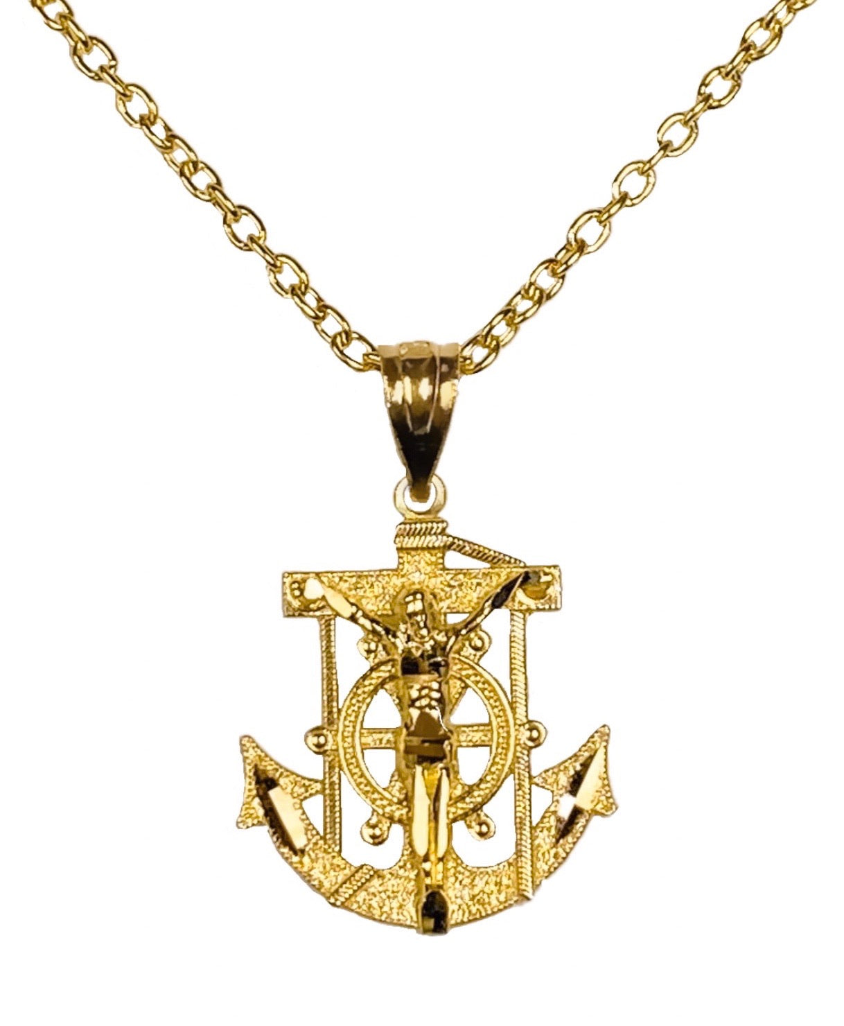14K YELLOW GOLD ANCHOR NECKLACE
