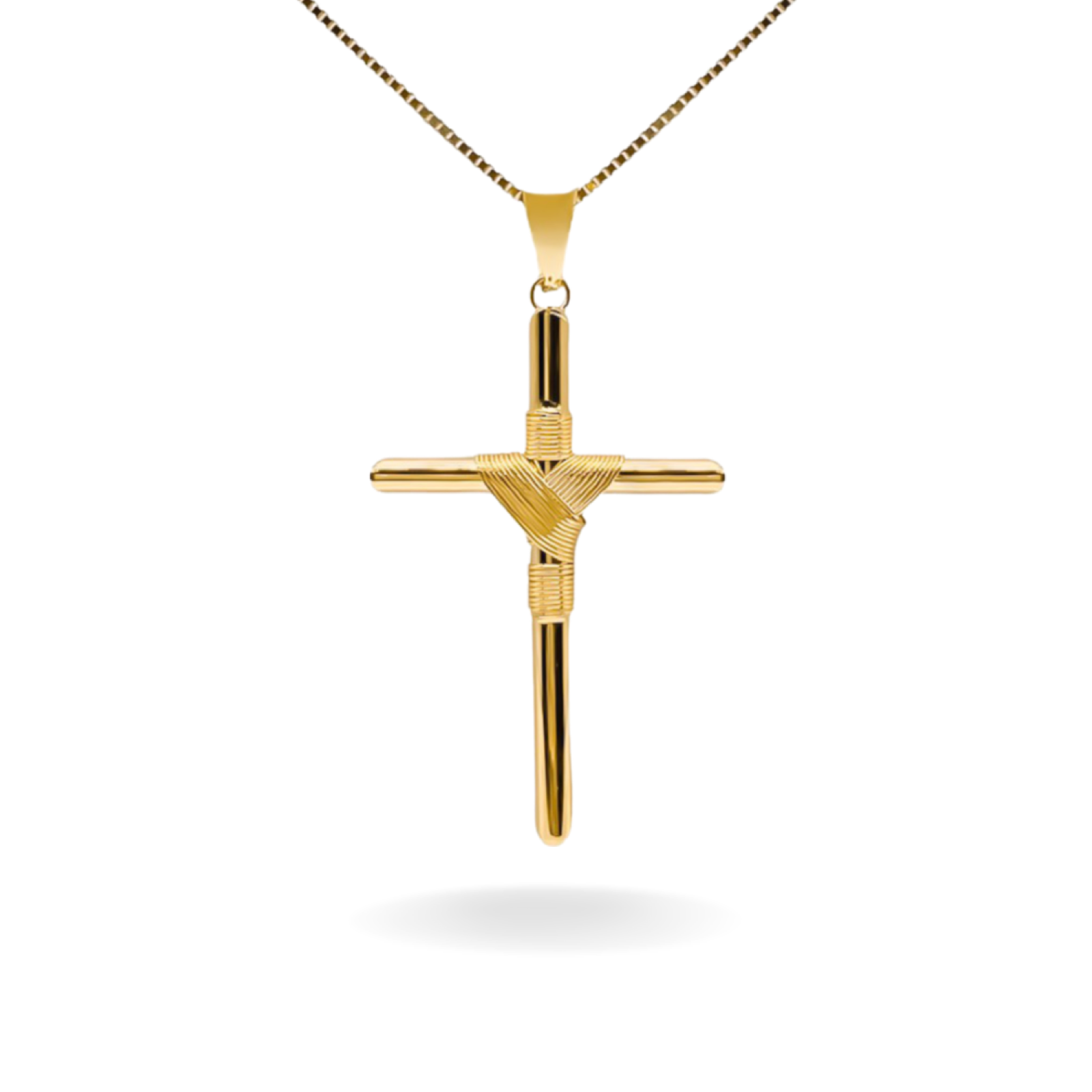 14K YELLOW GOLD WRAPPED CROSS NECKLACE