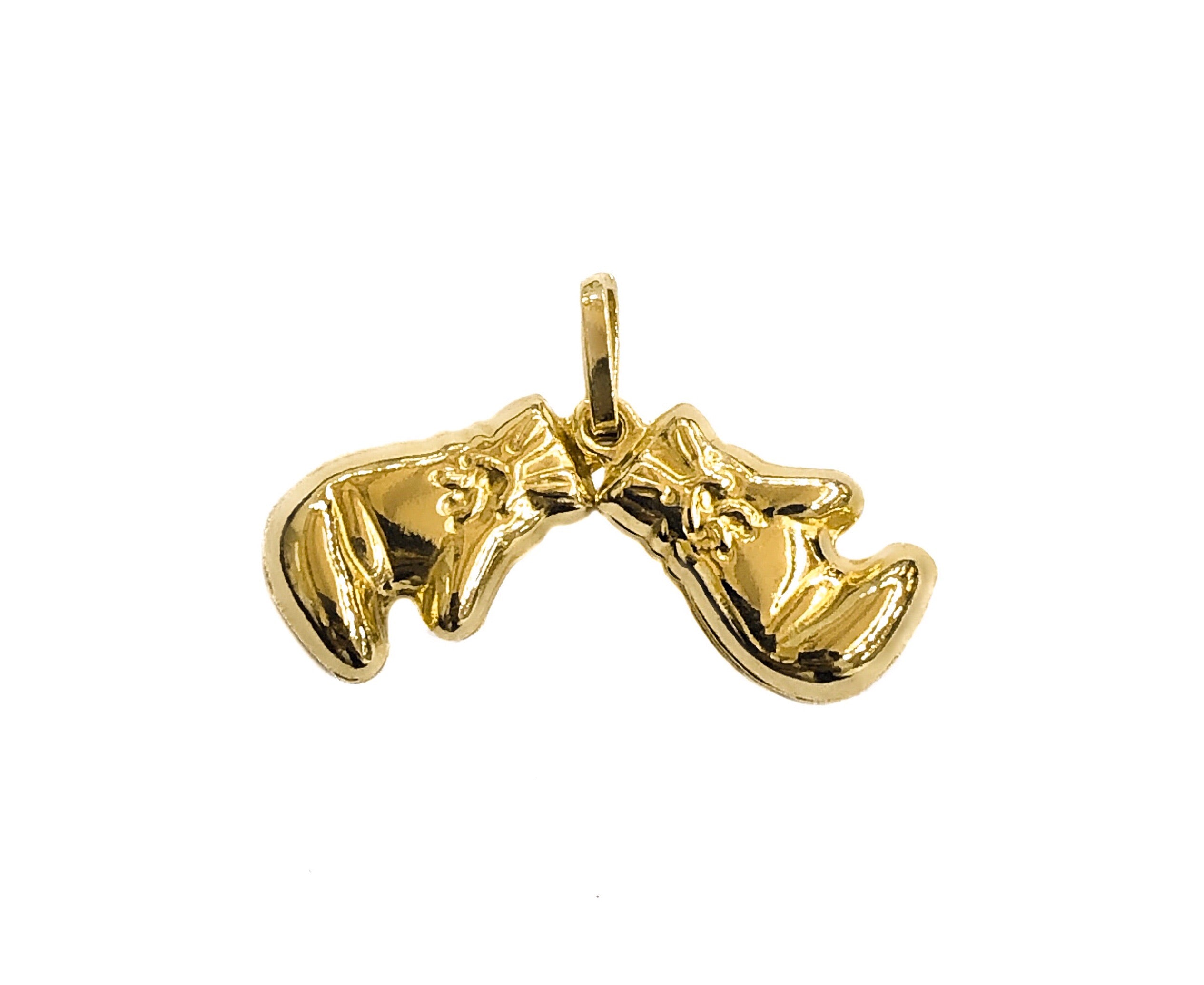 14k YELLOW GOLD PAIR OF BOXING GLOVES PENDANT