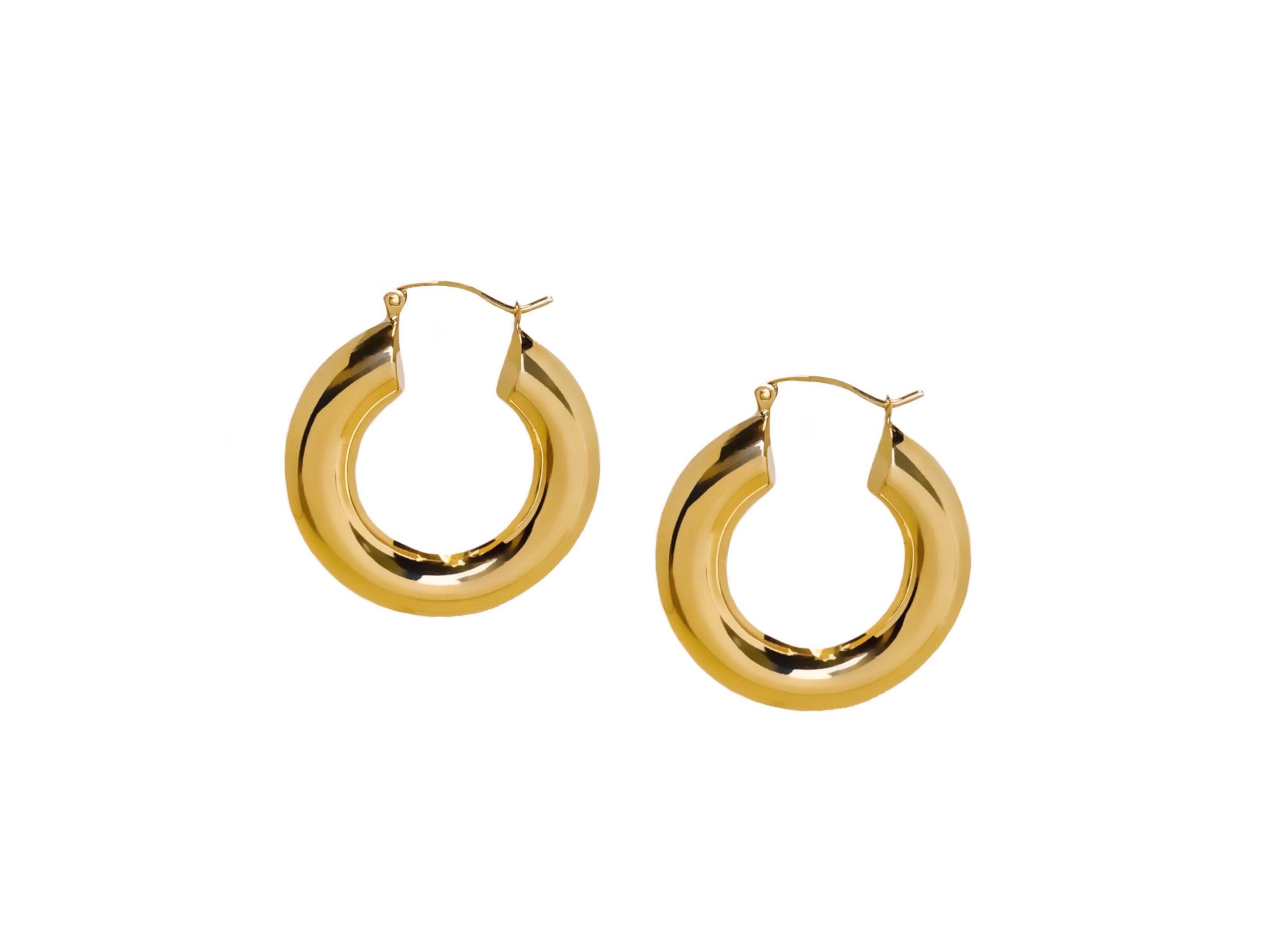 14K YELLOW GOLD CHUNKY HOOPS -SMALL