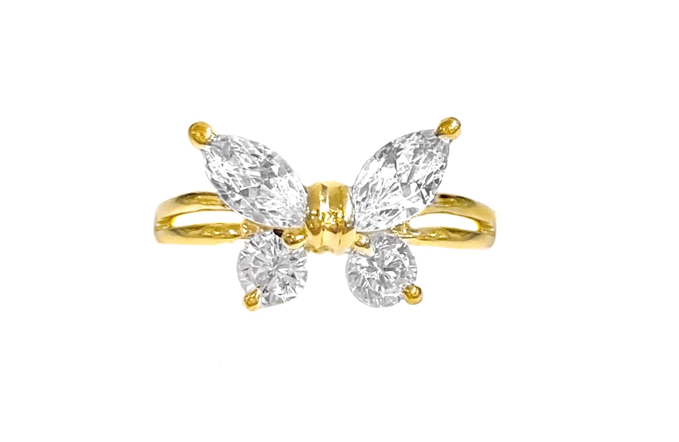 14K YELLOW GOLD BUTTERFLY GLAMOUR RING