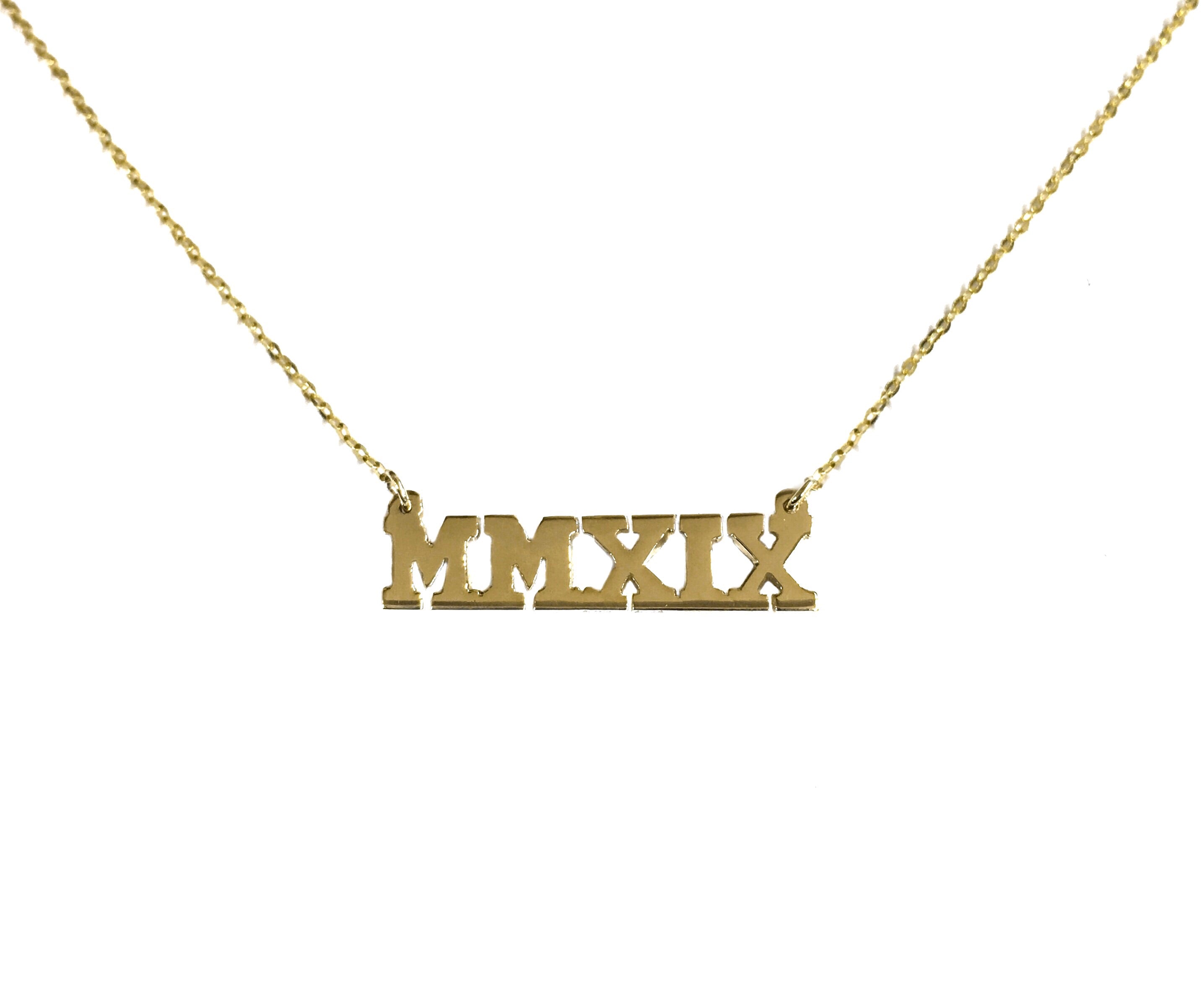 14K YELLOW GOLD THE ROMAN NUMERAL DATE NECKLACE