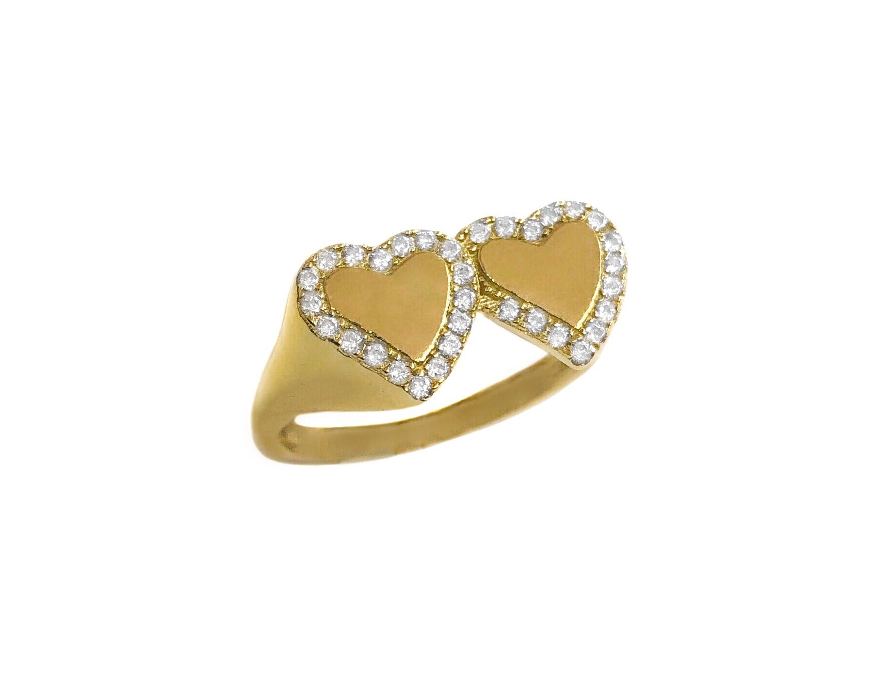 14K YELLOW GOLD 2 HEARTS ME AND YOU RING
