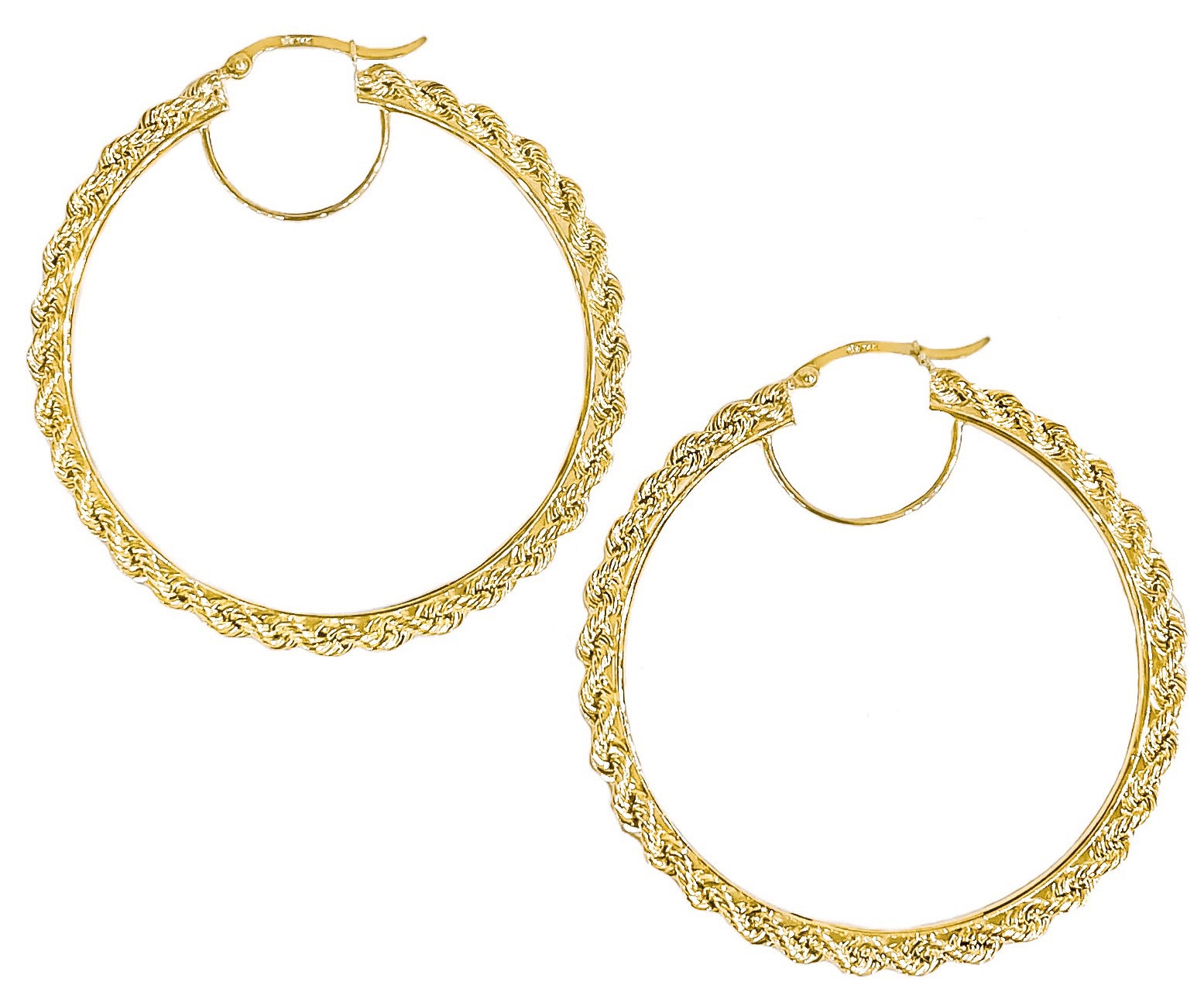 14K YELLOW GOLD ROPE HOOPS