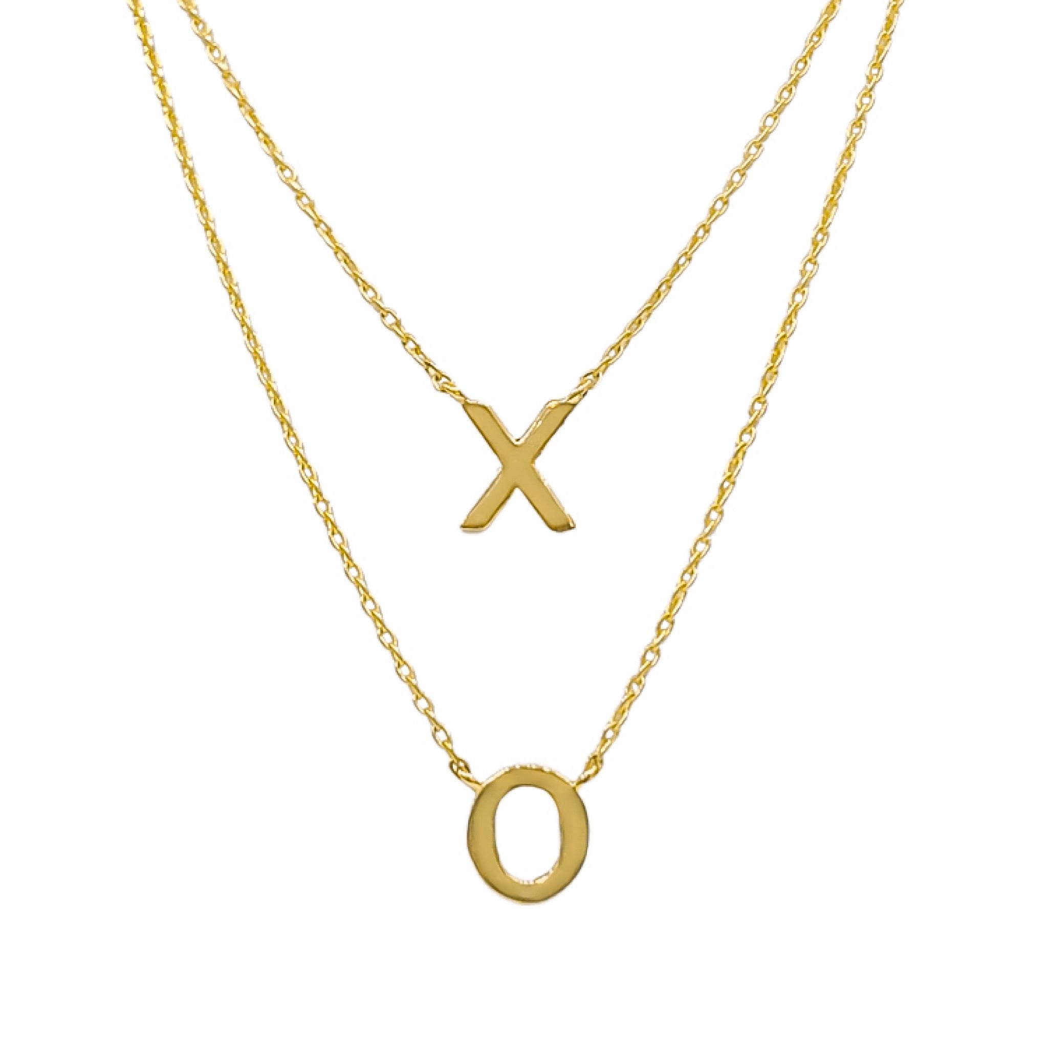 10K YELLOW GOLD DOUBLE XO NECKLACE