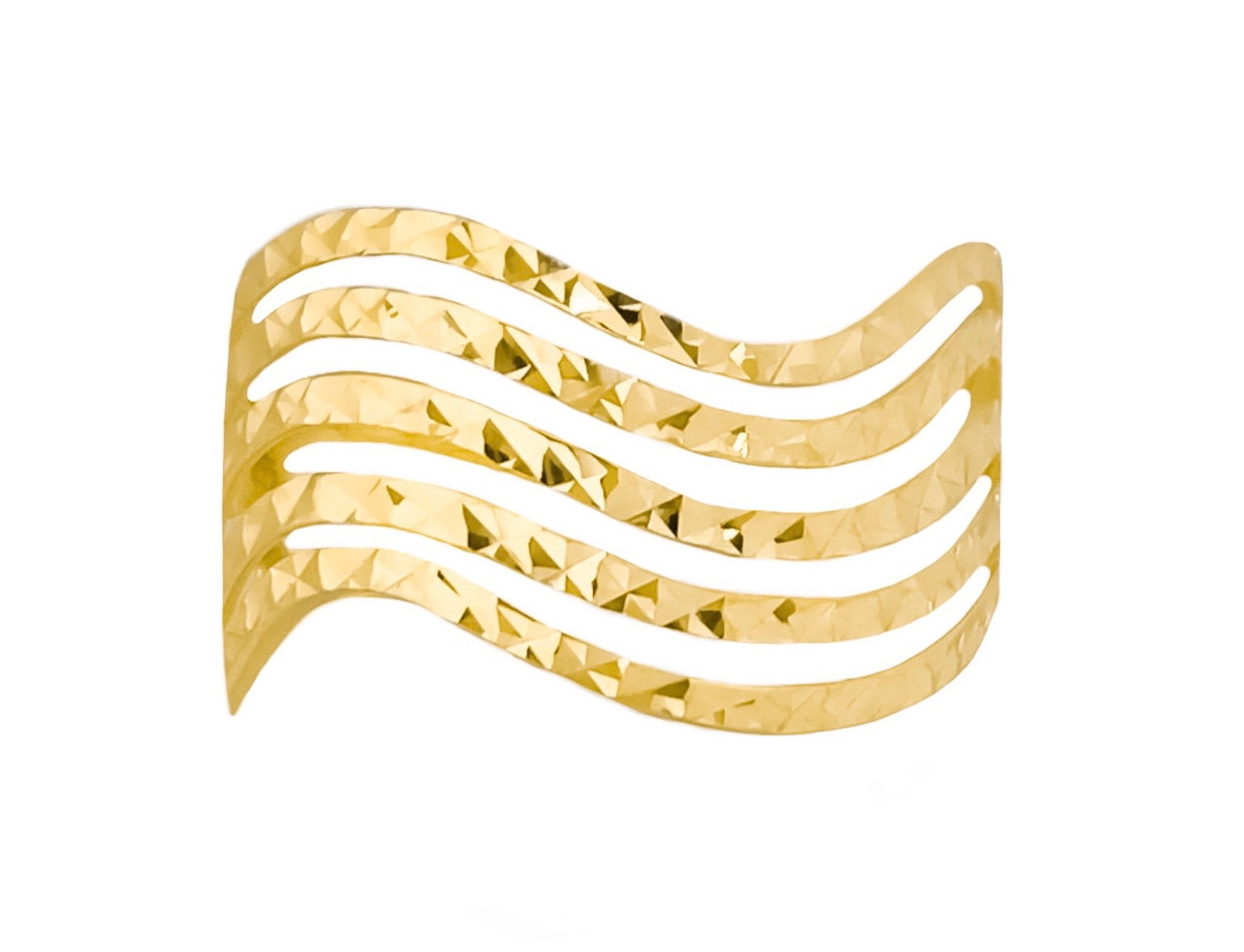 14K YELLOW GOLD WAVE TEXTURED RING